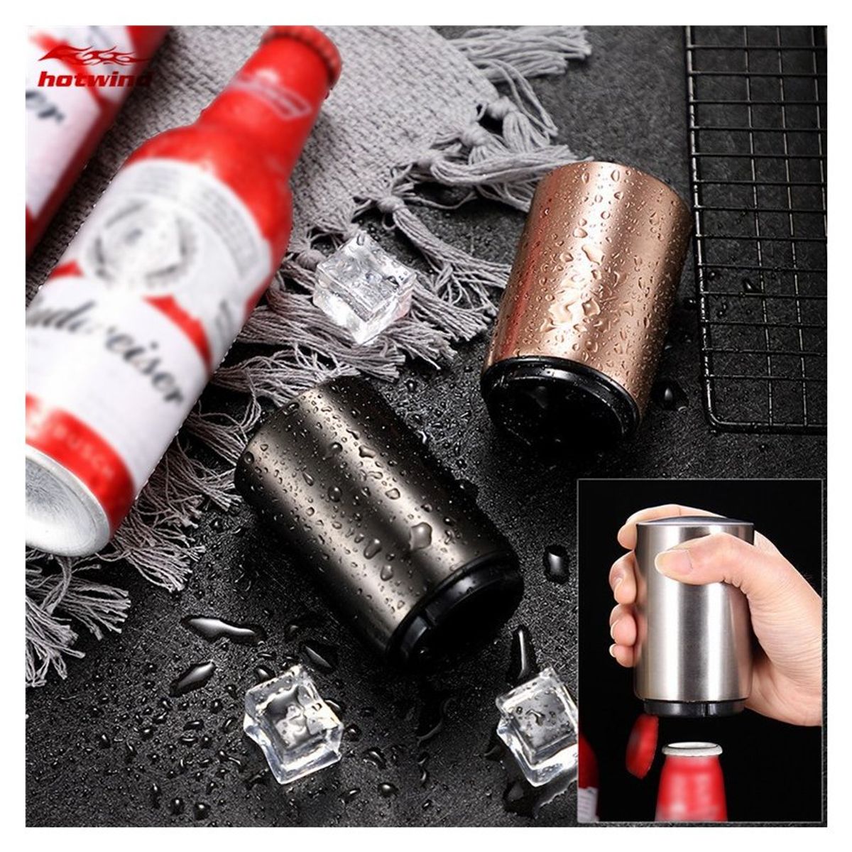 GENERICO - Abridor magnético de bebidas de acero inoxidable