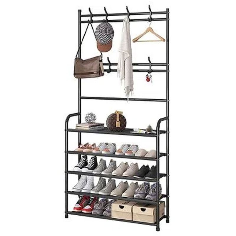 GENERICO - Estante de zapatos 4 niveles zapatera de metal + perchero organizador