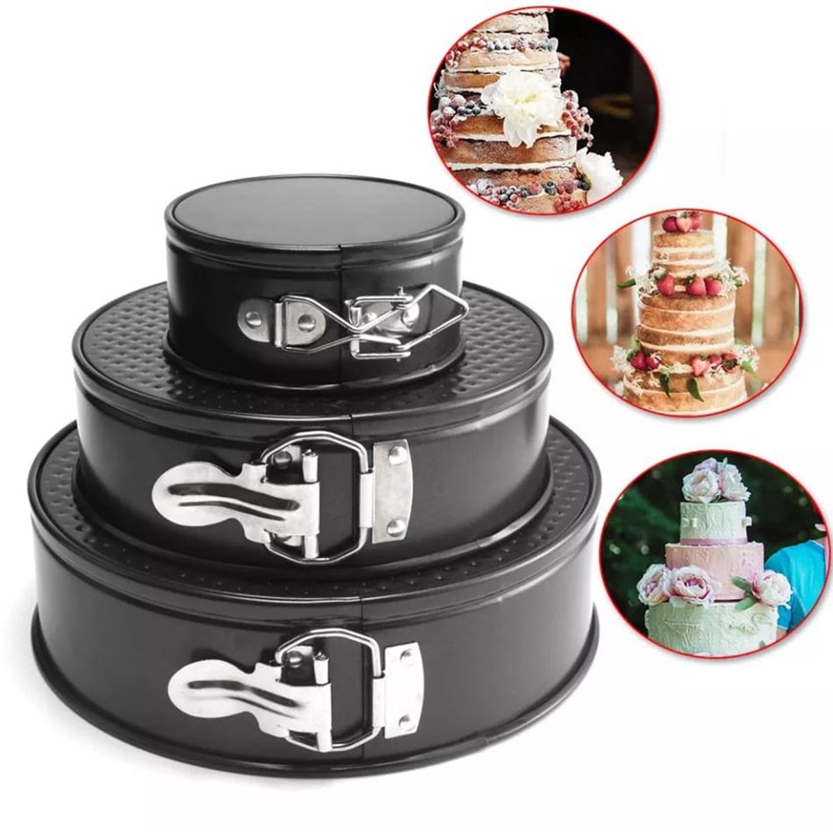 GENERICO - Set de 3 moldes desmontables antiherentes para reposteria