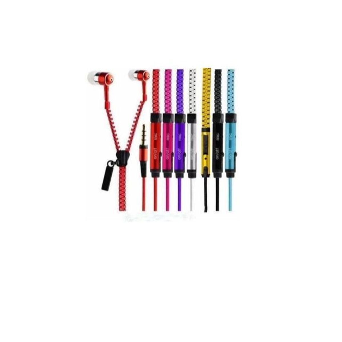 GENERICO - Audífono 35mm cremalleracierre stereo zipper universal - rojo