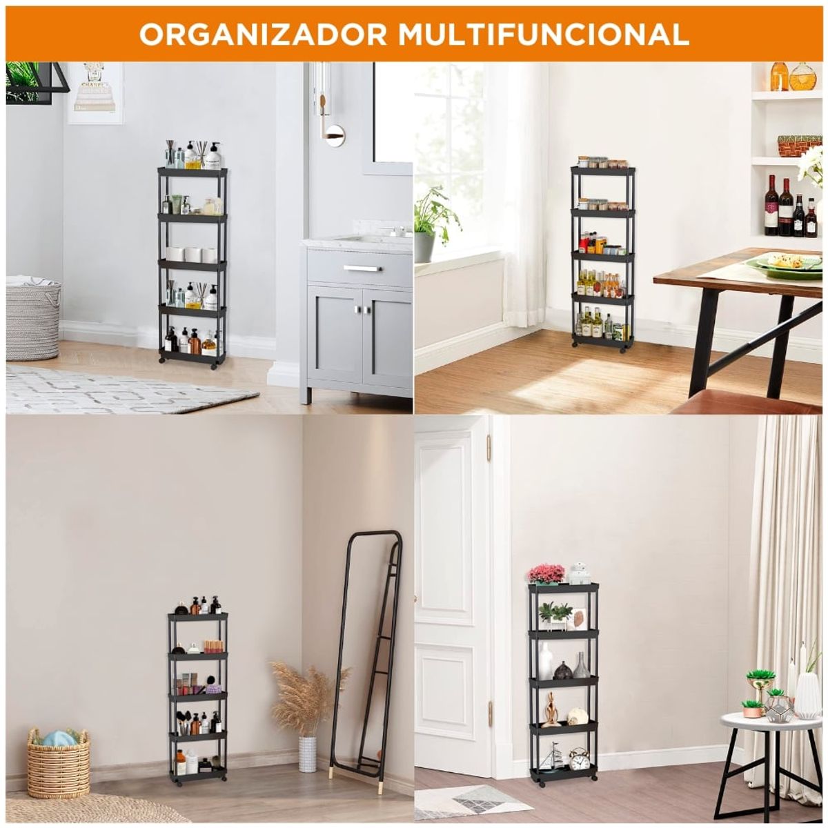 MINARI - Estante Organizador de Baño Ahorrador de Espacio con Ruedas N 565N