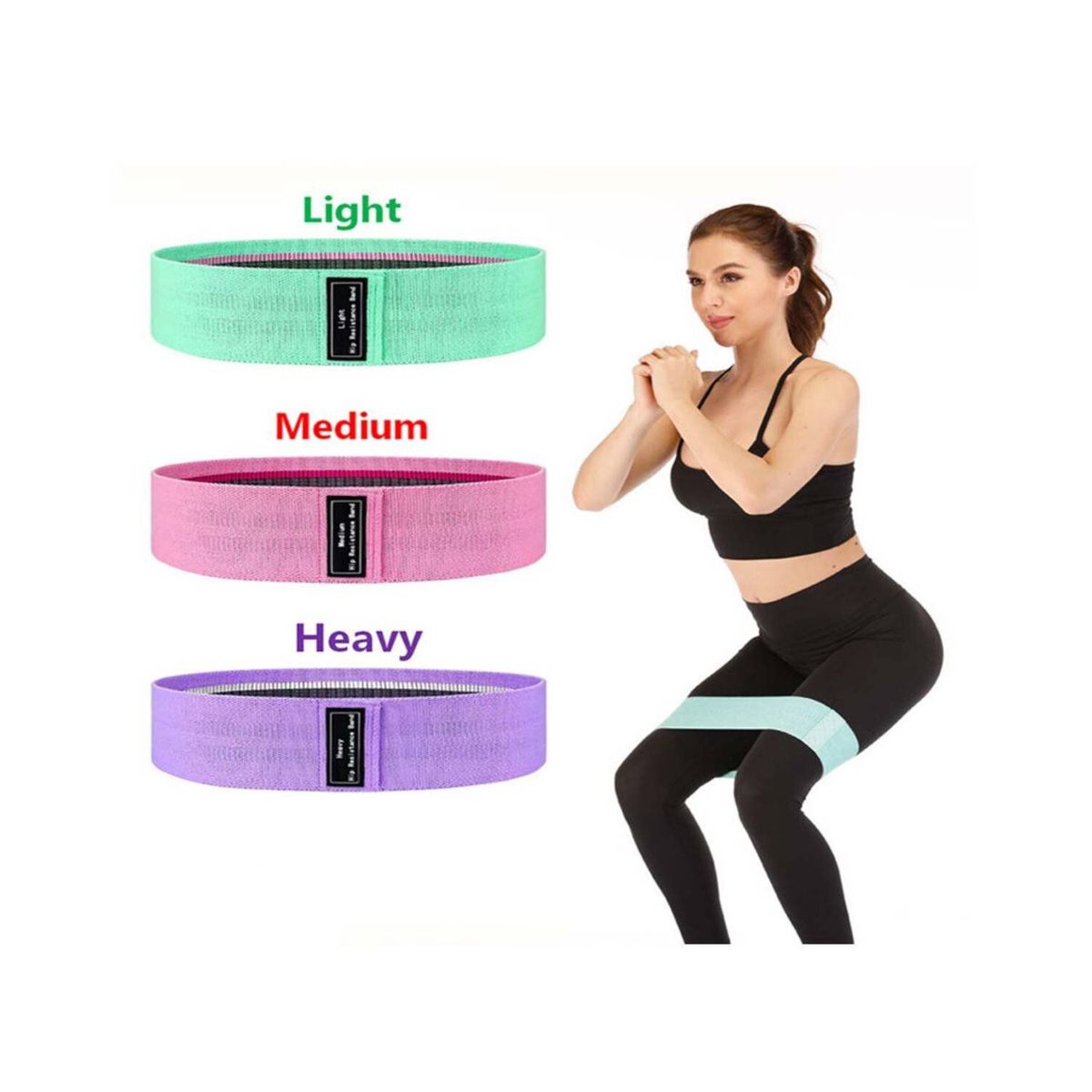 GENERICO - Bandas de Resistencia de Tela para Ejercicios Set x 3