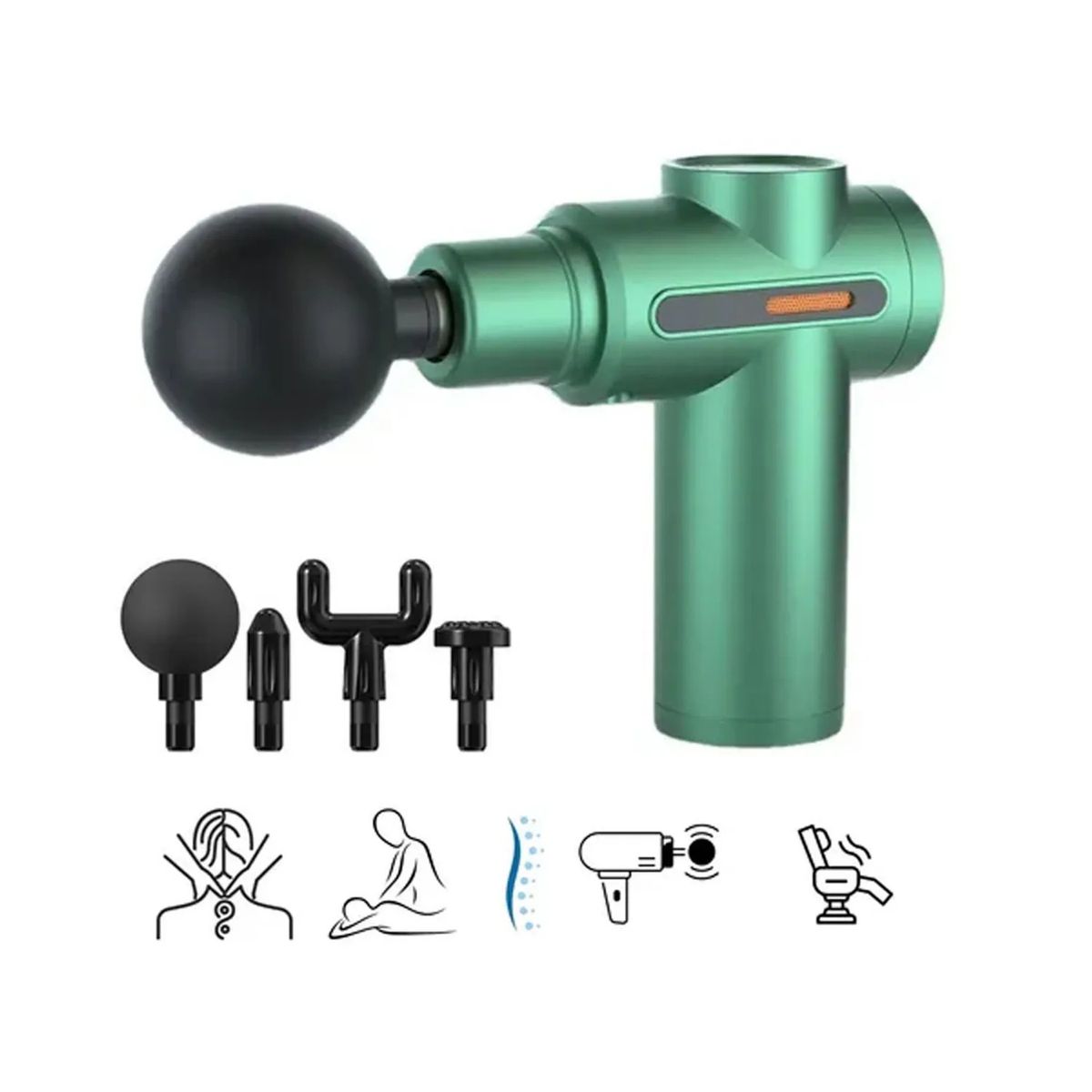 HOLGU - Masajeador Muscular Pistola + 4 Accesorios Fascial Gun