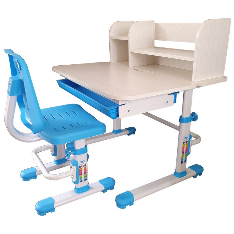 GENERICO - Escritorio Para Niños Regulable En Altura Con Silla - Azul