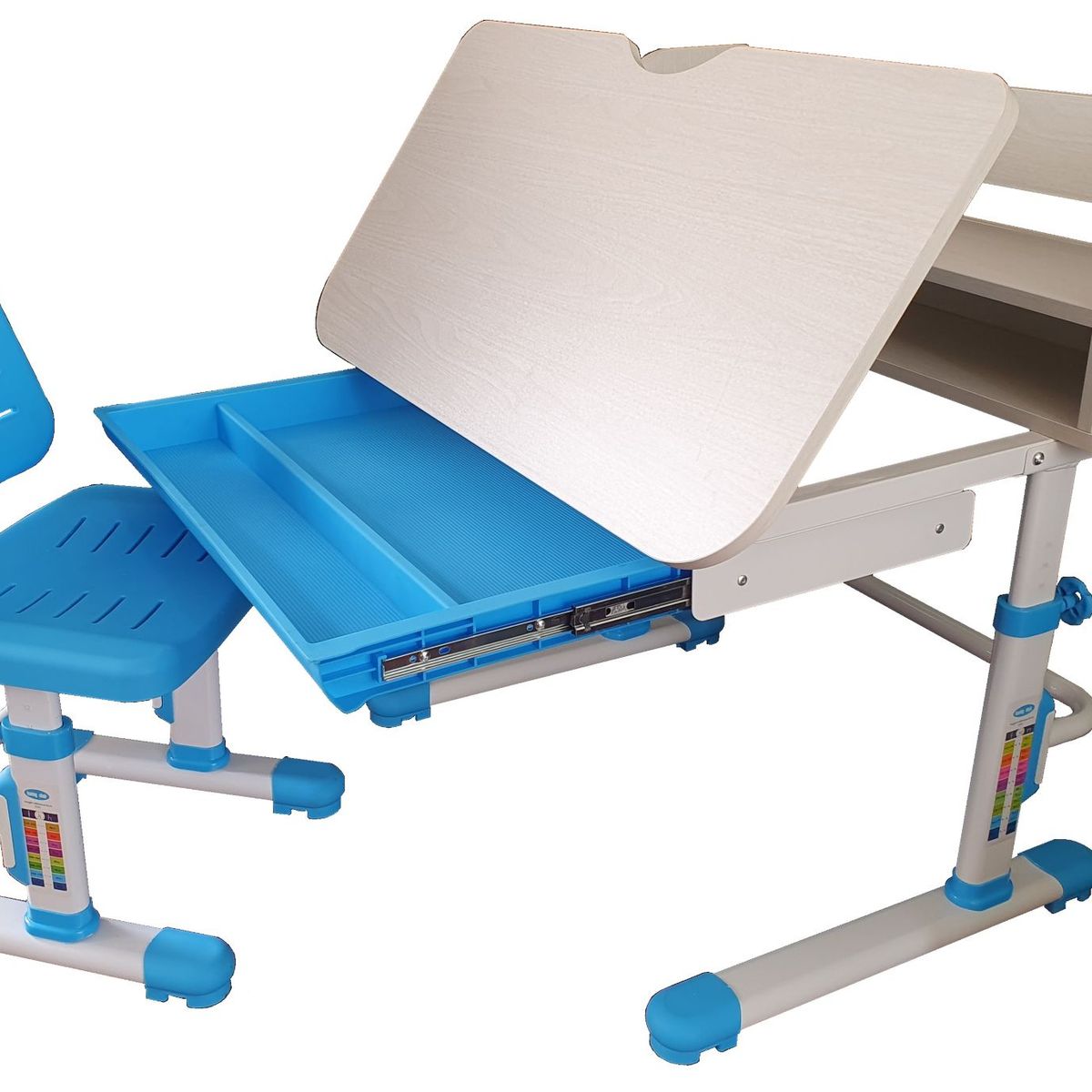 GENERICO - Escritorio Para Niños Regulable En Altura Con Silla - Azul