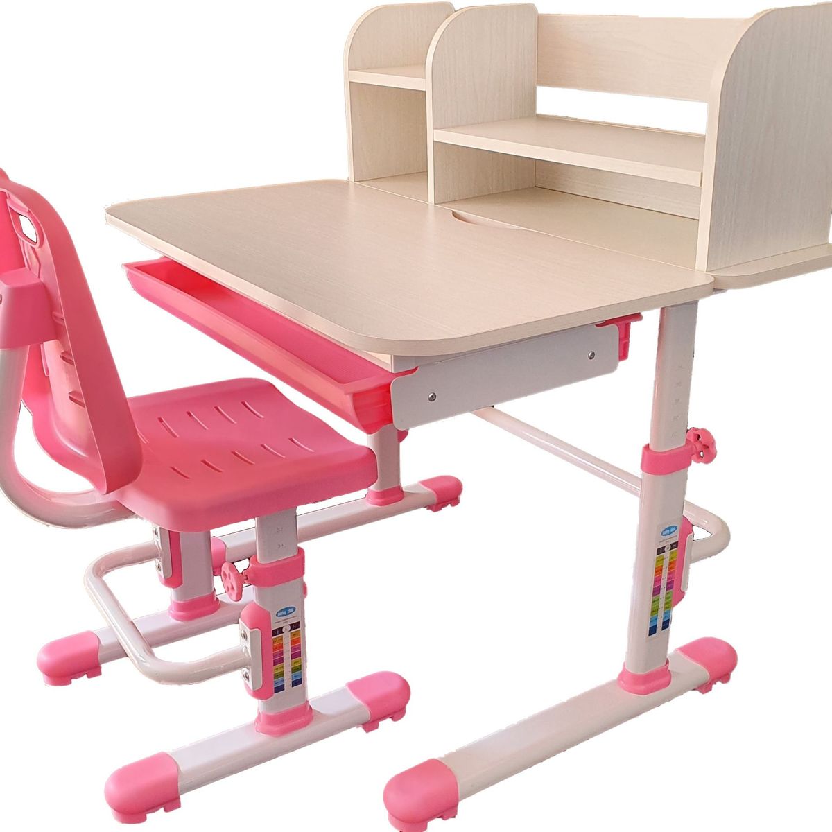 GENERICO - Escritorio Para Niños Regulable En Altura Con Silla - Rosado