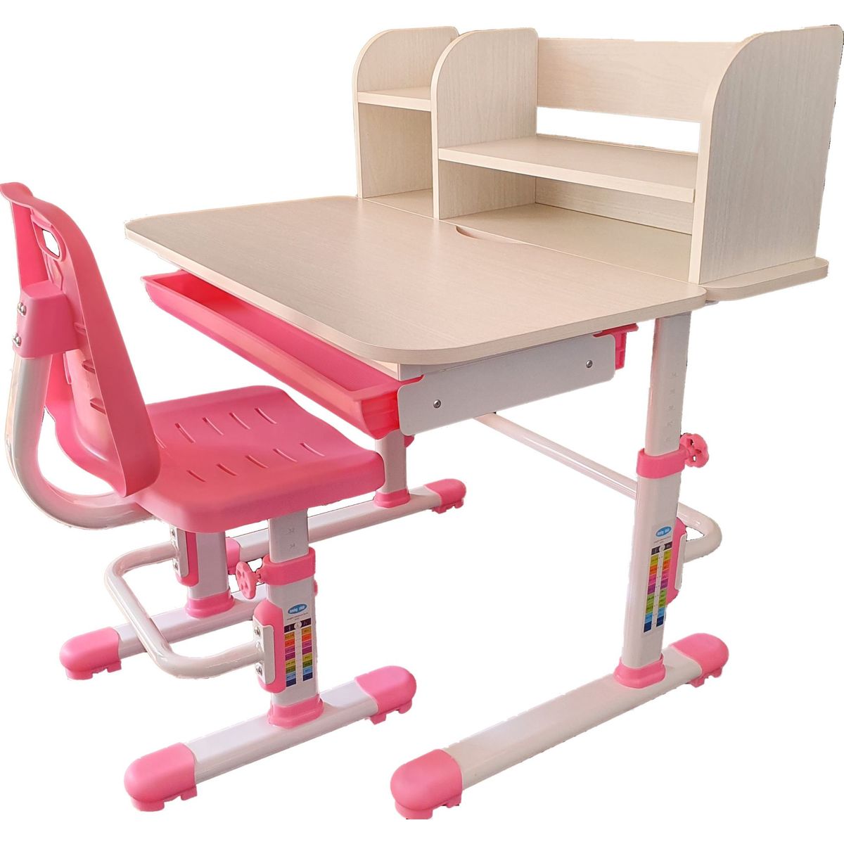 GENERICO - Escritorio Para Niños Regulable En Altura Con Silla - Rosado