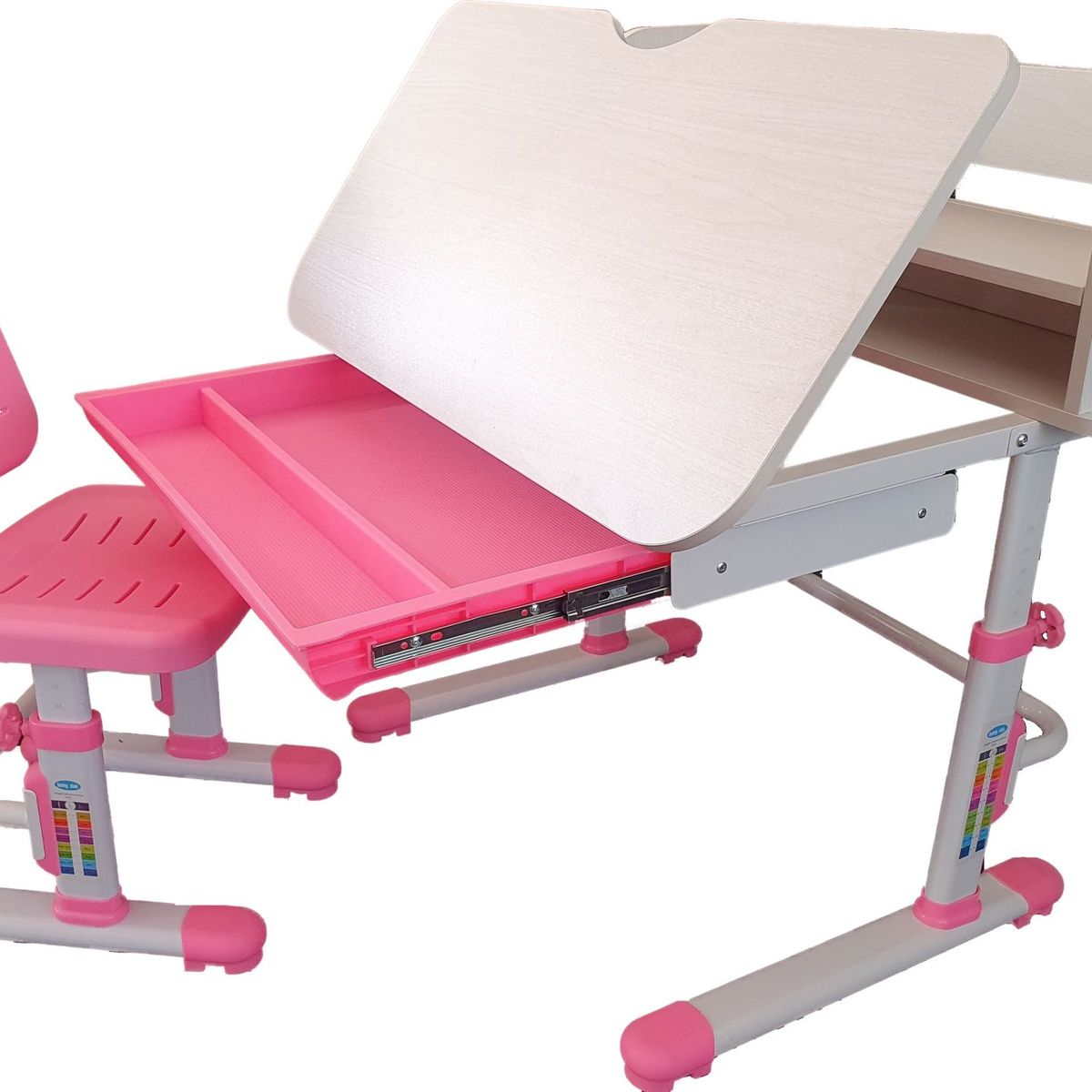 GENERICO - Escritorio Para Niños Regulable En Altura Con Silla - Rosado