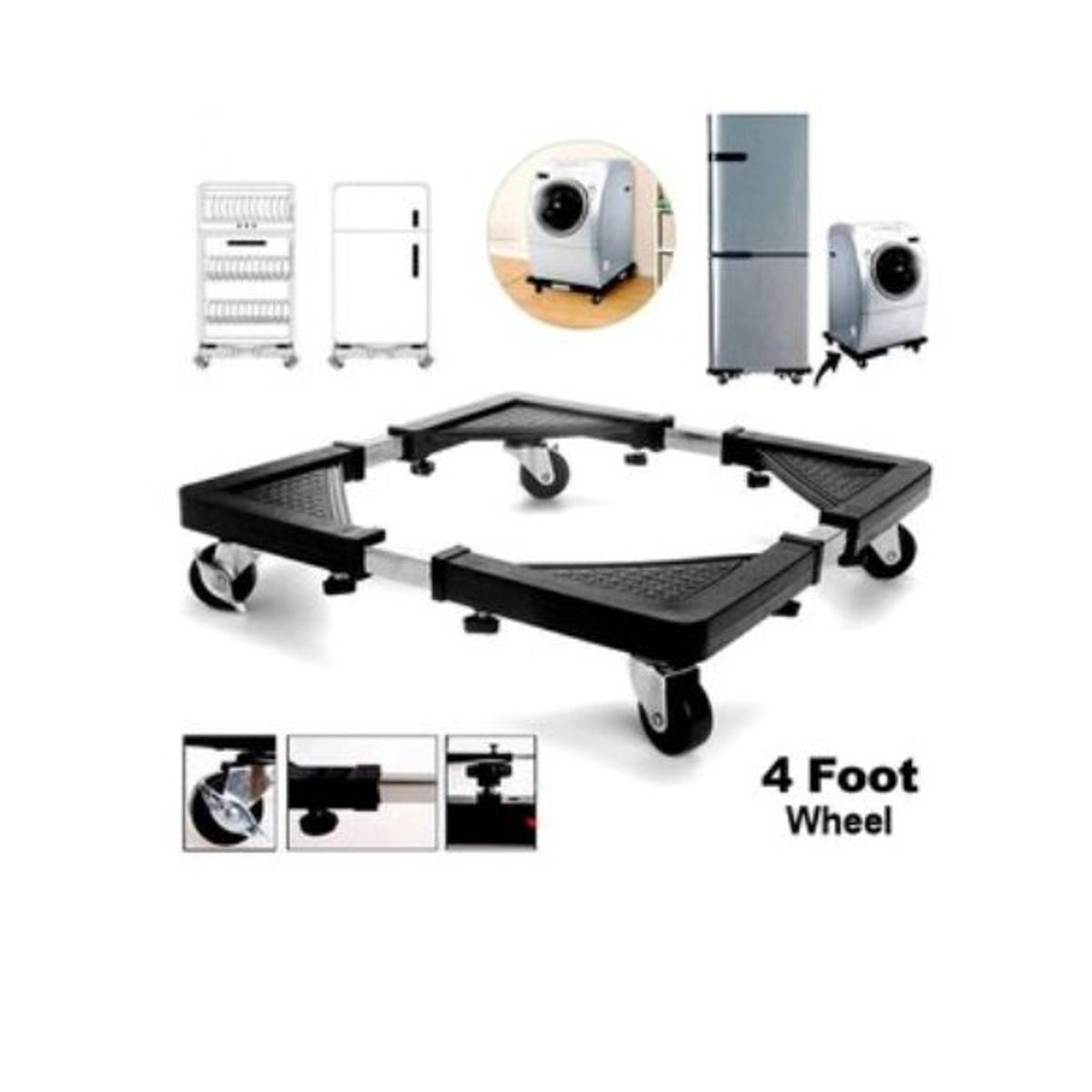 GENERICO - Soporte base metal movible con ruedas para lavadora y refrigeradora