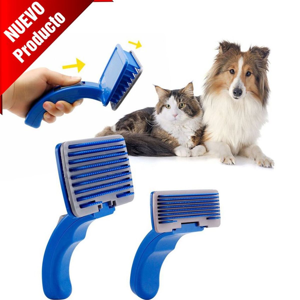 GENERICO - Cepillo quita pelos para perros y gatos profesional azul