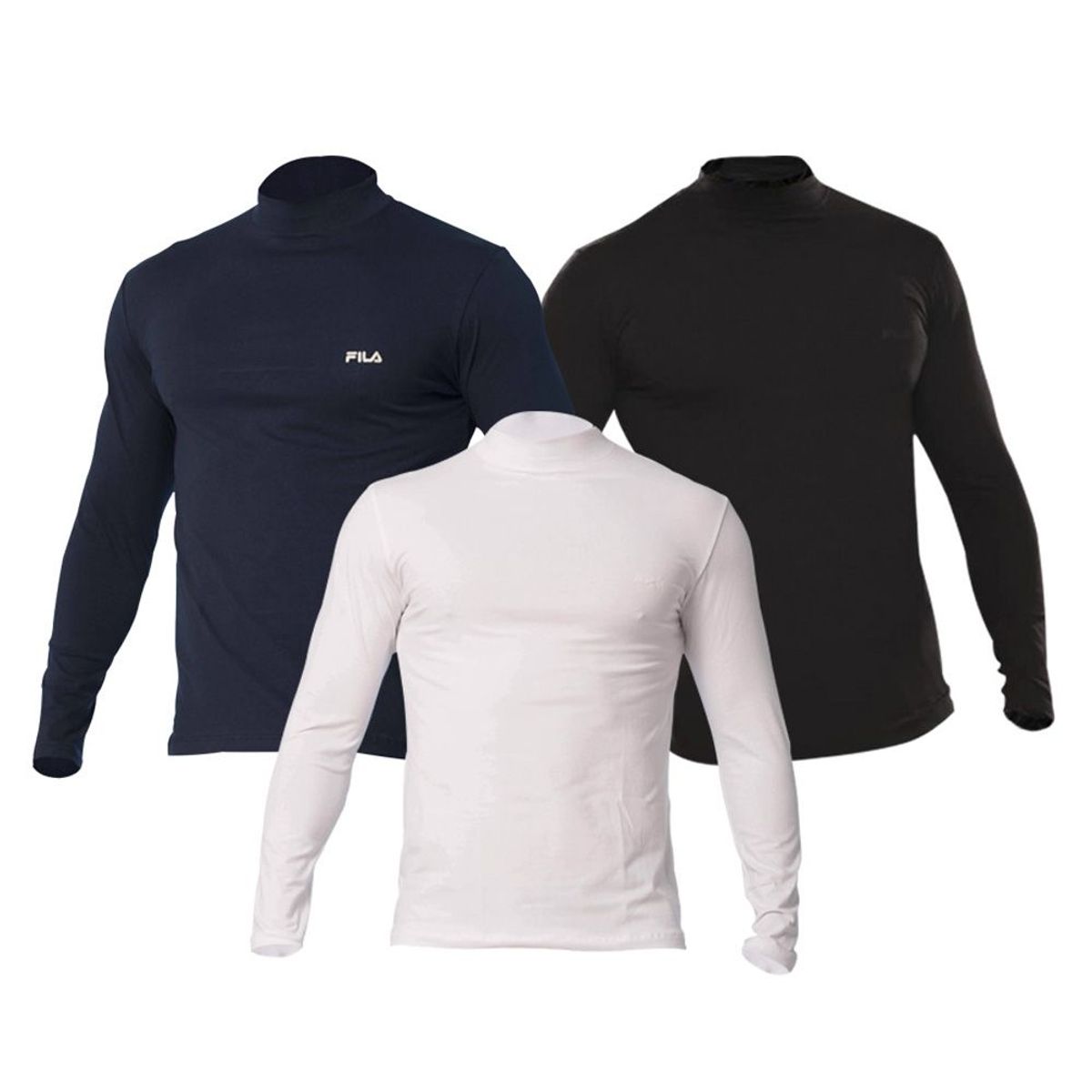 FILA - Set de 3 Polos Fila Manga Larga Cuello Alto - Multicolor..