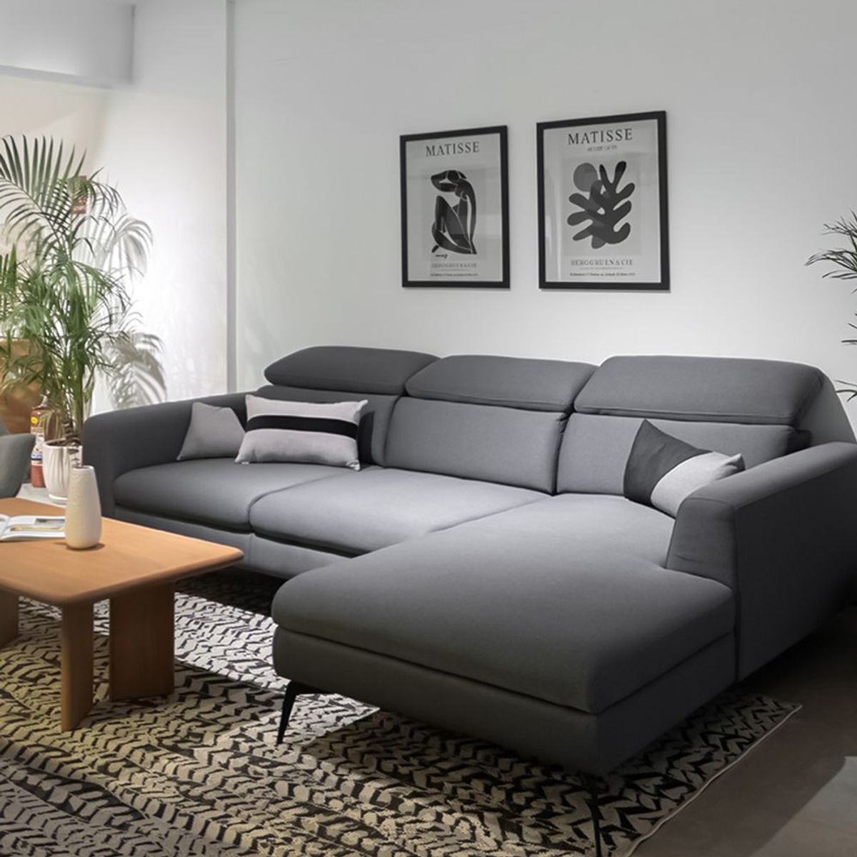 NIHM - Sofá 3 Cuerpos Klausen Gris Oscuro