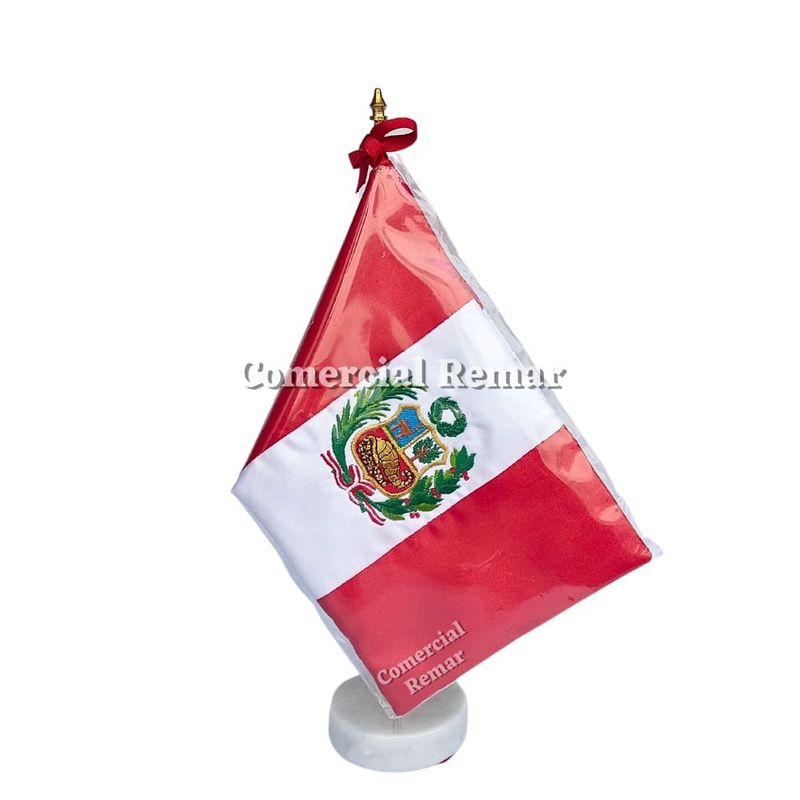 PERU - Bandera de Perú para Escritorio Bordada 21x14cm CALIDAD A1
