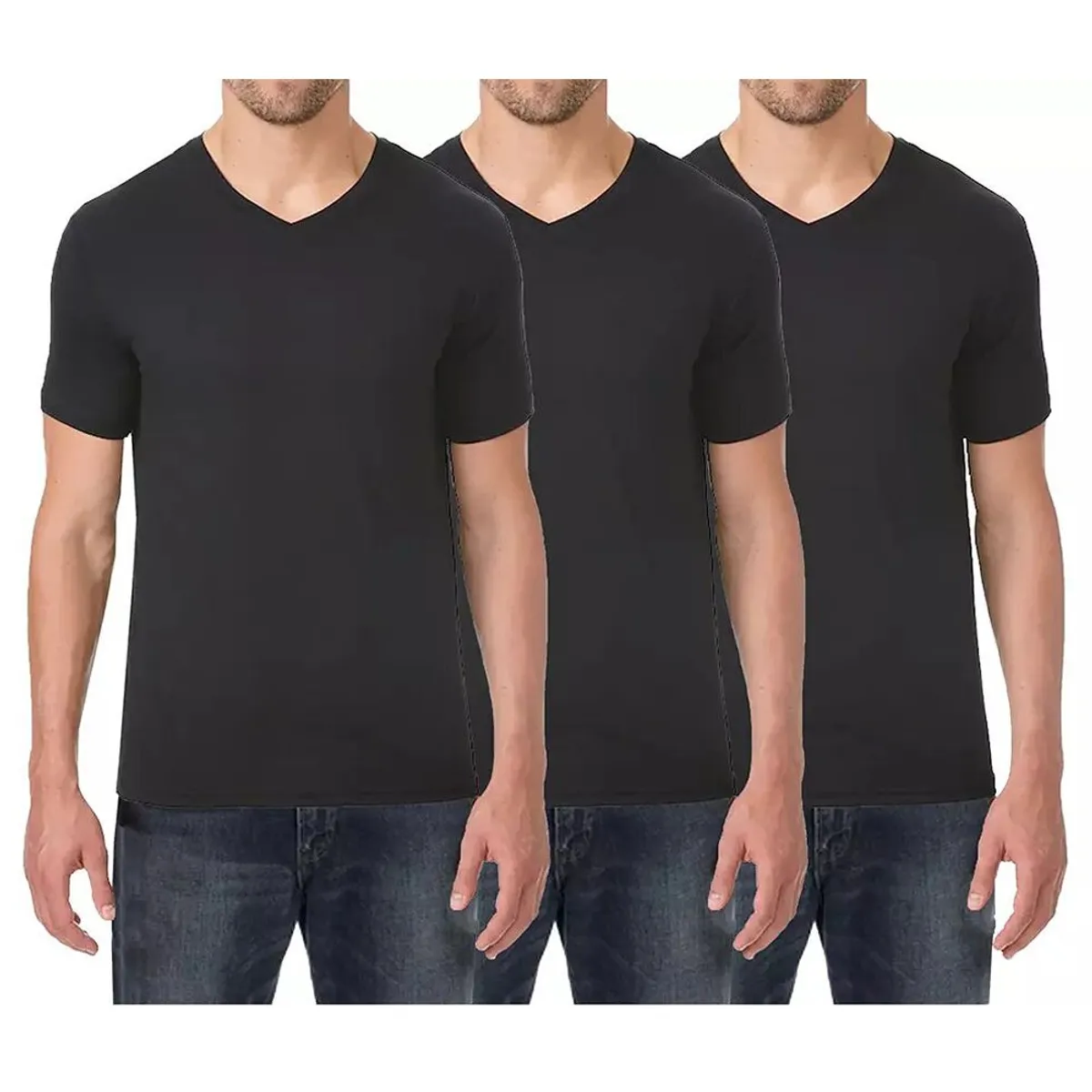 BOSTON - Pack x3 Polo Boston Cuello V  Negro.