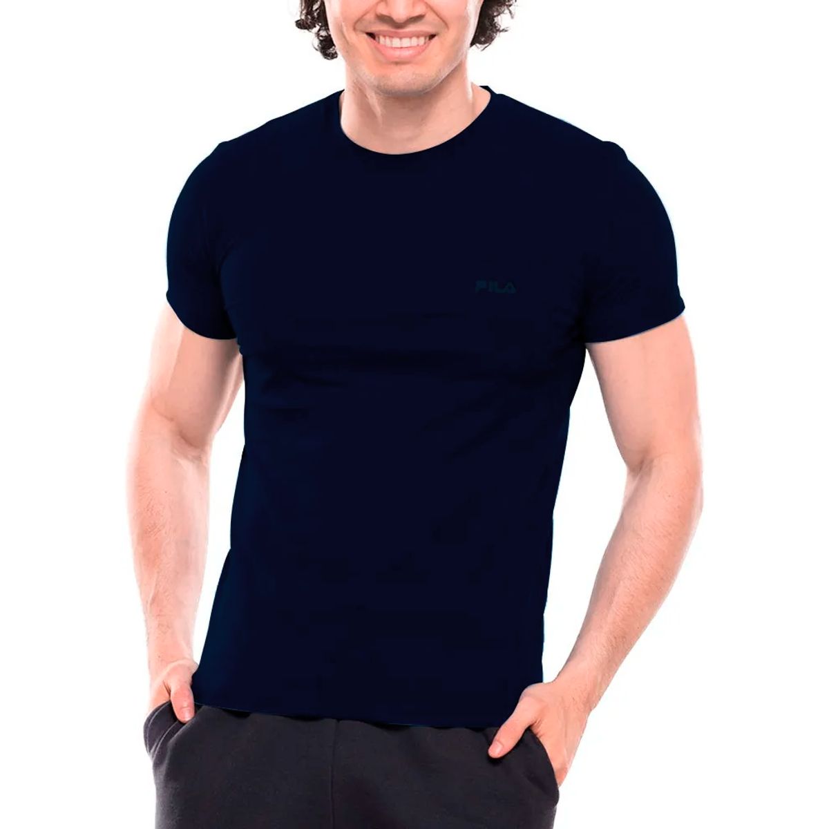 FILA - Polo Manga Corta Fila Cuello Redondo Azul Marino.