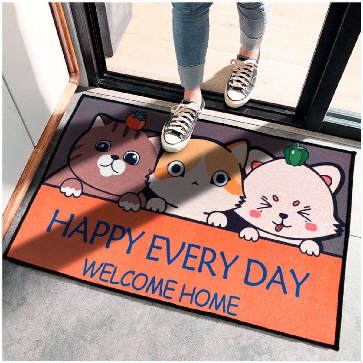 MINARI - Alfombra Tapete Piso Antideslizante Cocina Baño Happy Every Day 397A