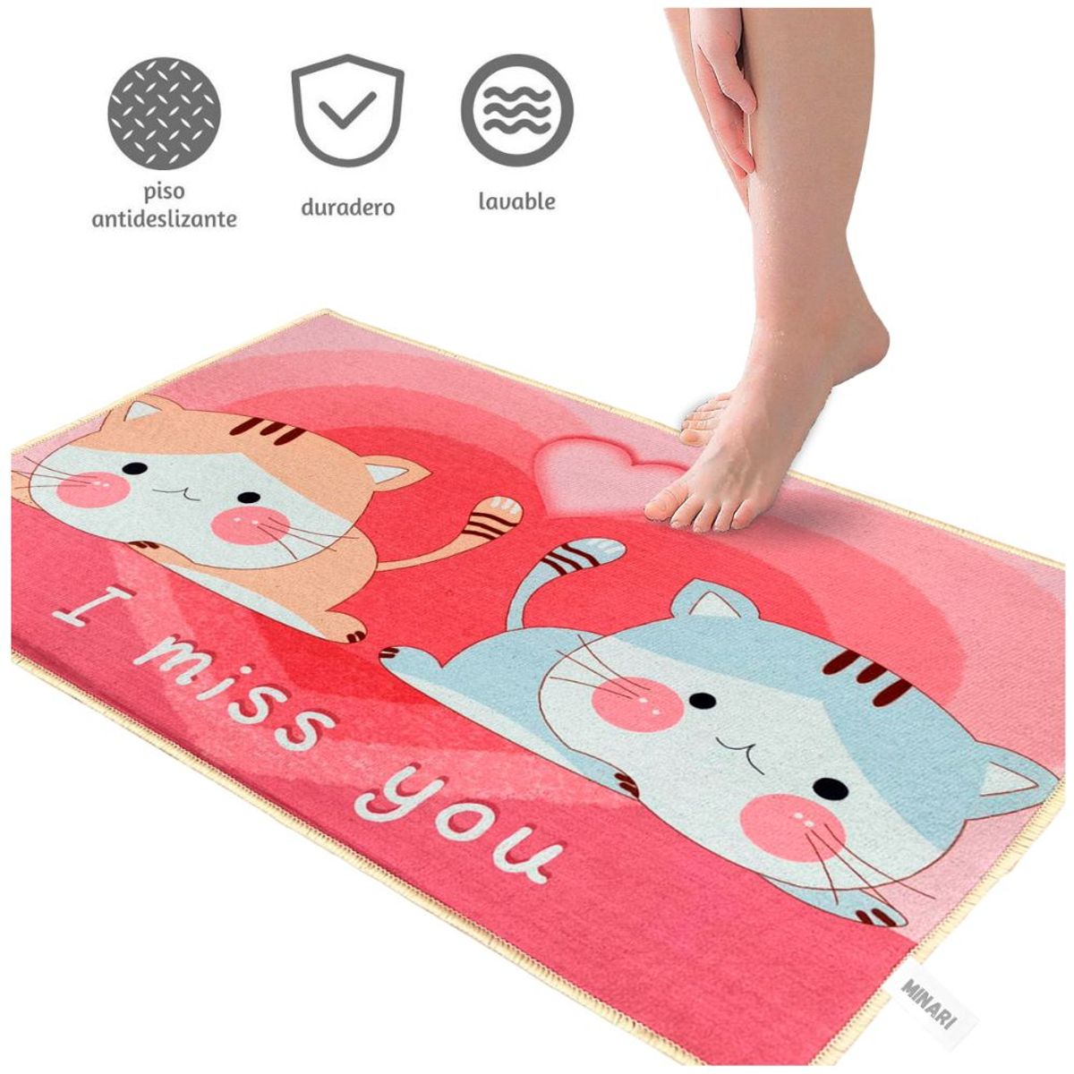 MINARI - Alfombra Tapete Antideslizante Cocina Baño I Miss You 397A