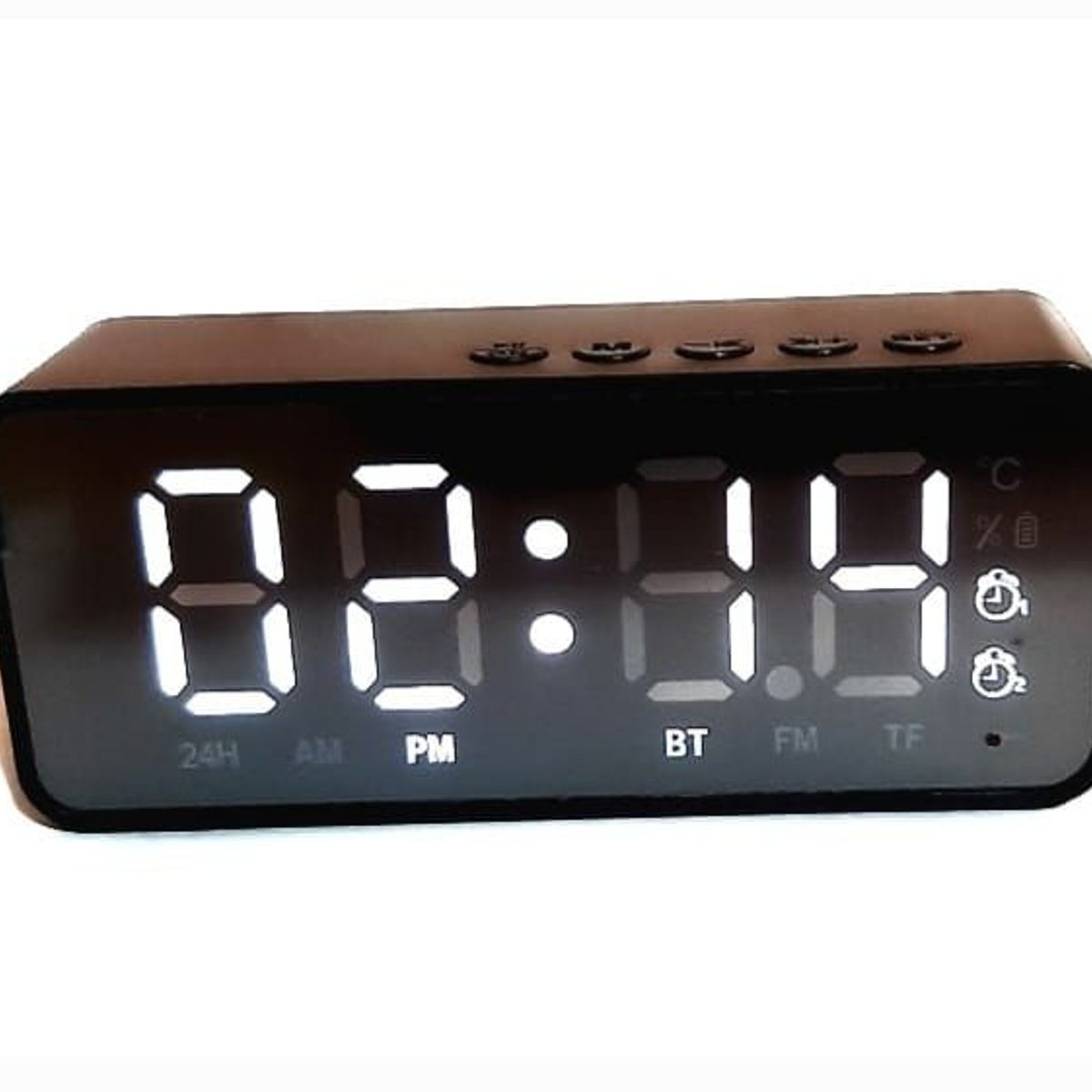 GENERICO - Radio Reloj Despertador digital con Bluetooth Parlante Negro