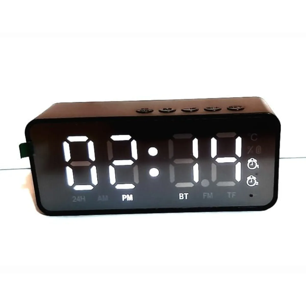 GENERICO - Radio Reloj Despertador digital con Bluetooth Parlante Negro