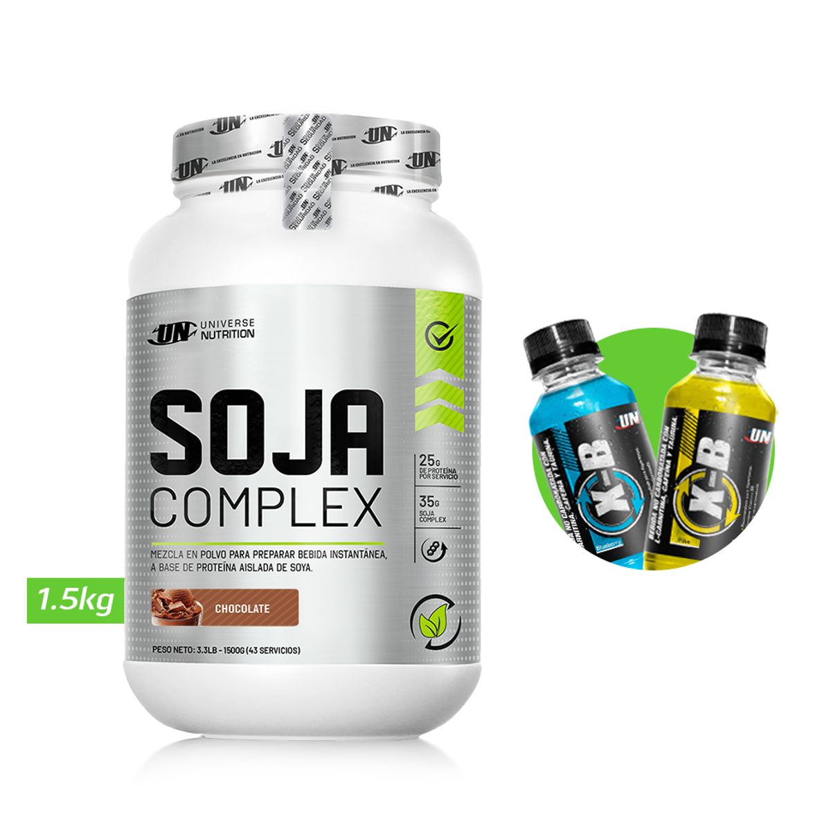 UNIVERSE NUTRITION - SOJA COMPLEX PROTEINA VEGANA UN 1.5 KG CHOCOLATE+REGALOS
