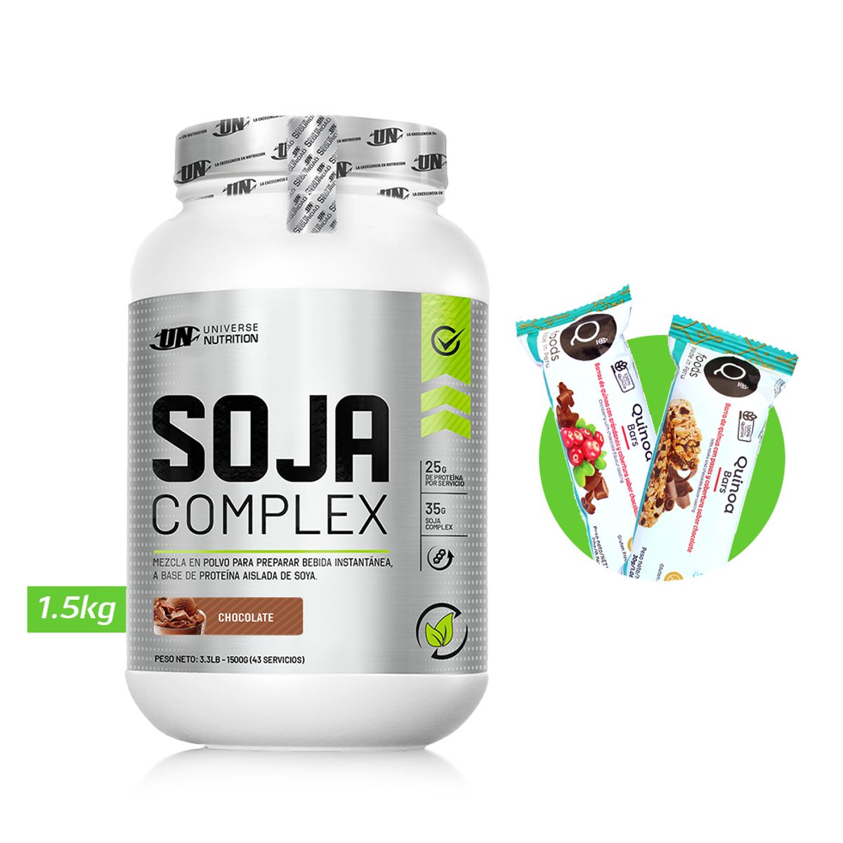 UNIVERSE NUTRITION - SOJA COMPLEX PROTEINA VEGANA UN 1.5 KG CHOCOLATE+REGALOS