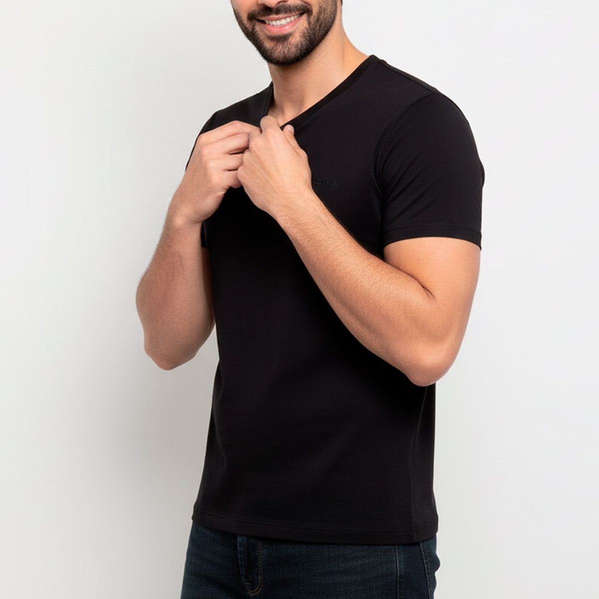 FILA - Polo Manga Corta Fila Cuello Redondo Negro