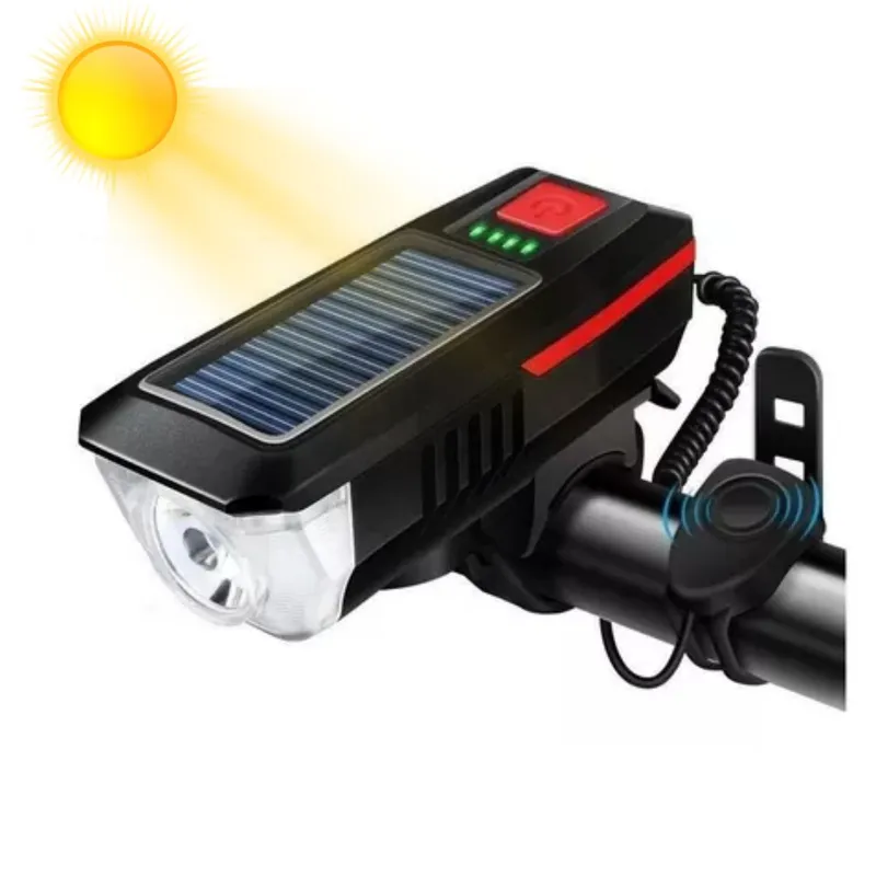 GENERICO - Luces Led Bicicleta Scooter Delantera con Timbre  Solar Recargable