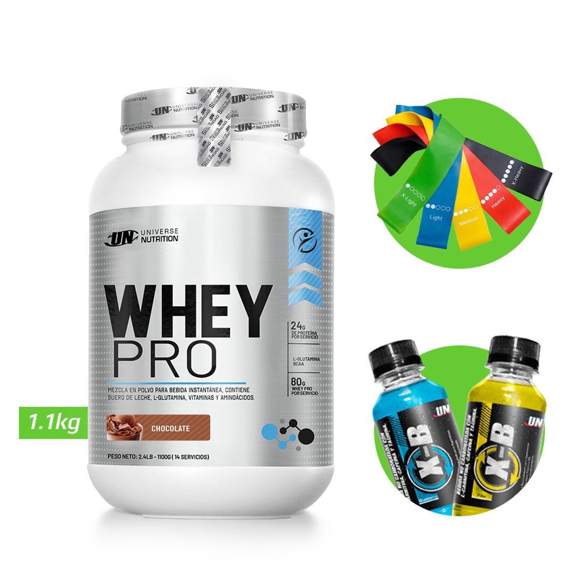 UNIVERSE NUTRITION - WHEY PRO 1.1 KG PROTEÍNA UN CHOCOLATE + REGALOS