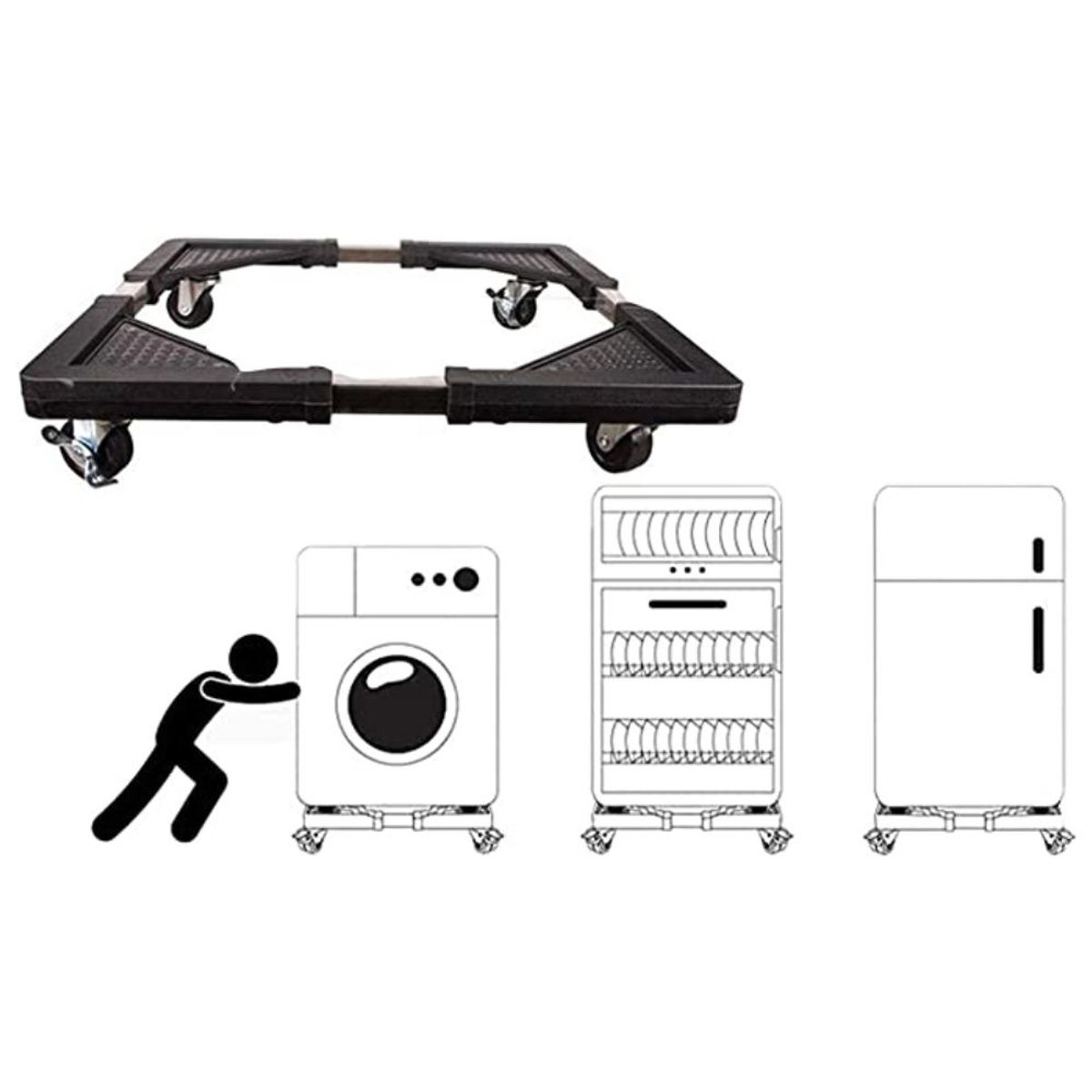 INSPIRA - Soporte Base Metal con ruedas Regulable Para Lavadora Refrigeradora