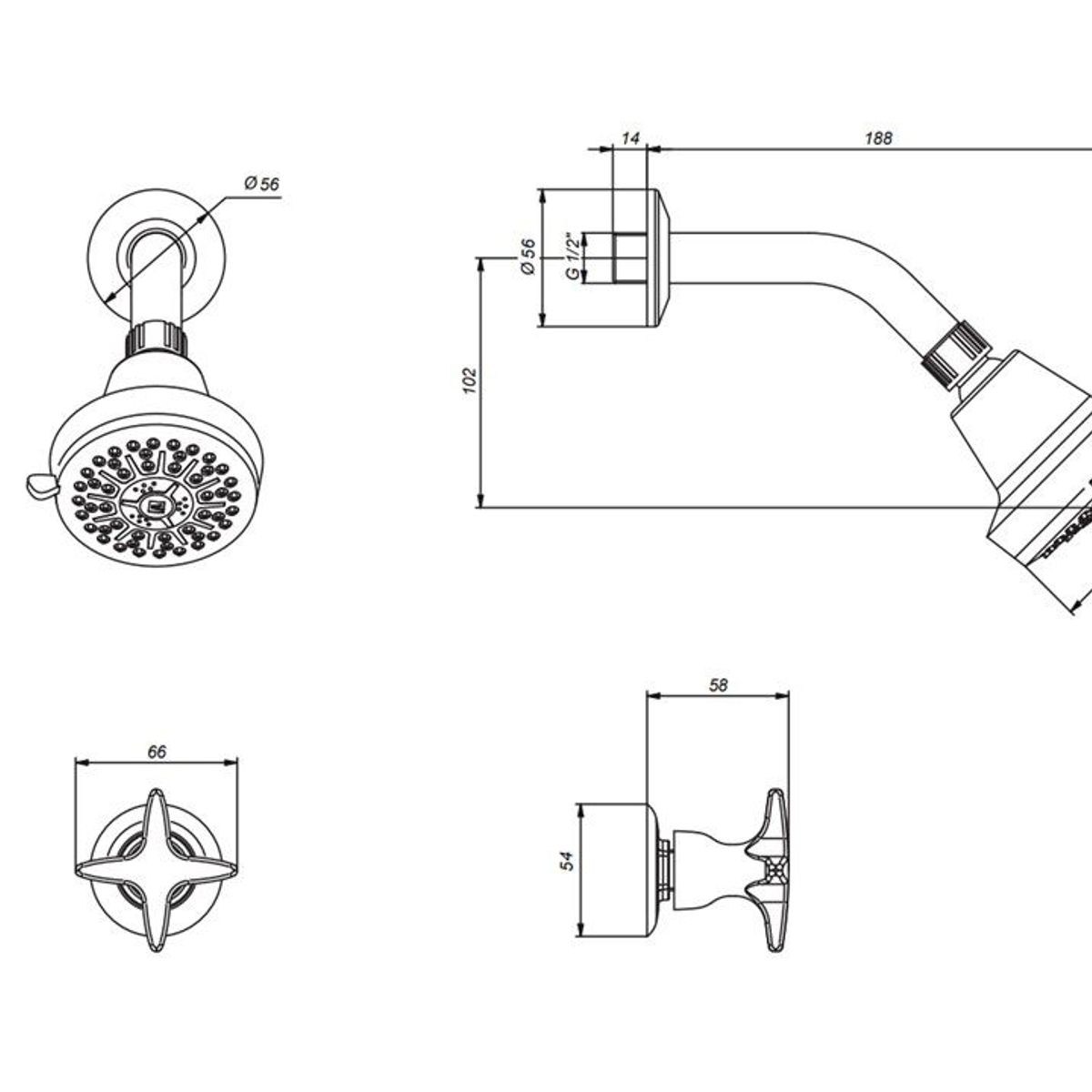 VAINSA - Llave de ducha sestri con salida Aquarius hecho en bronce Vainsa