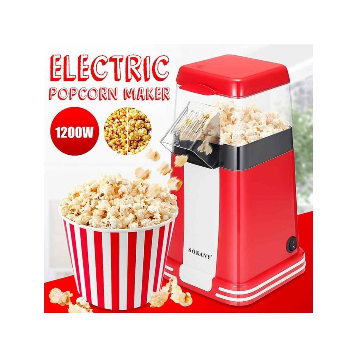 GENERICO - Maquina de palomitas de maiz sokany 1200w
