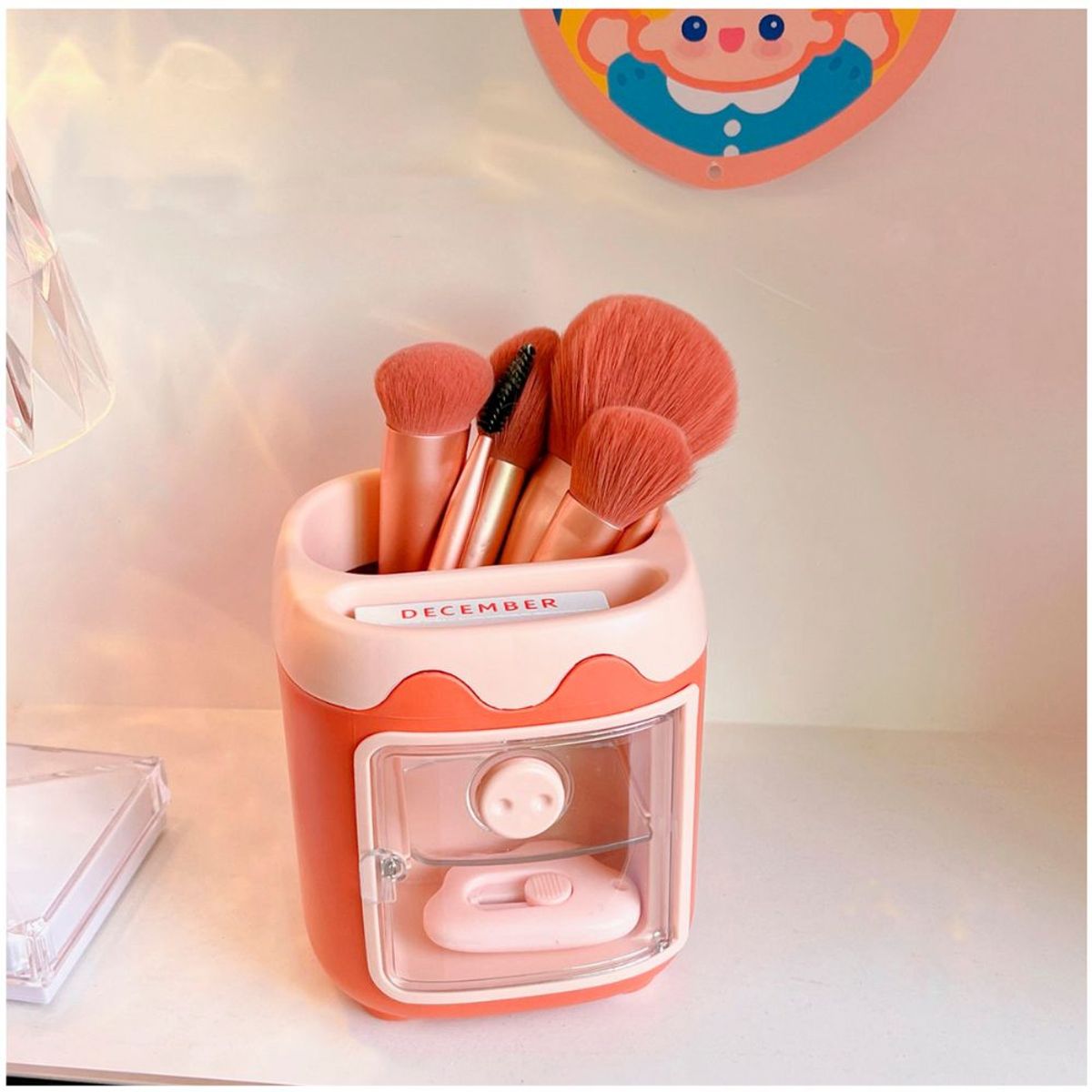 MINARI - Caja Organizador de Maquillaje Cosméticos Brochas Cerdito OC1