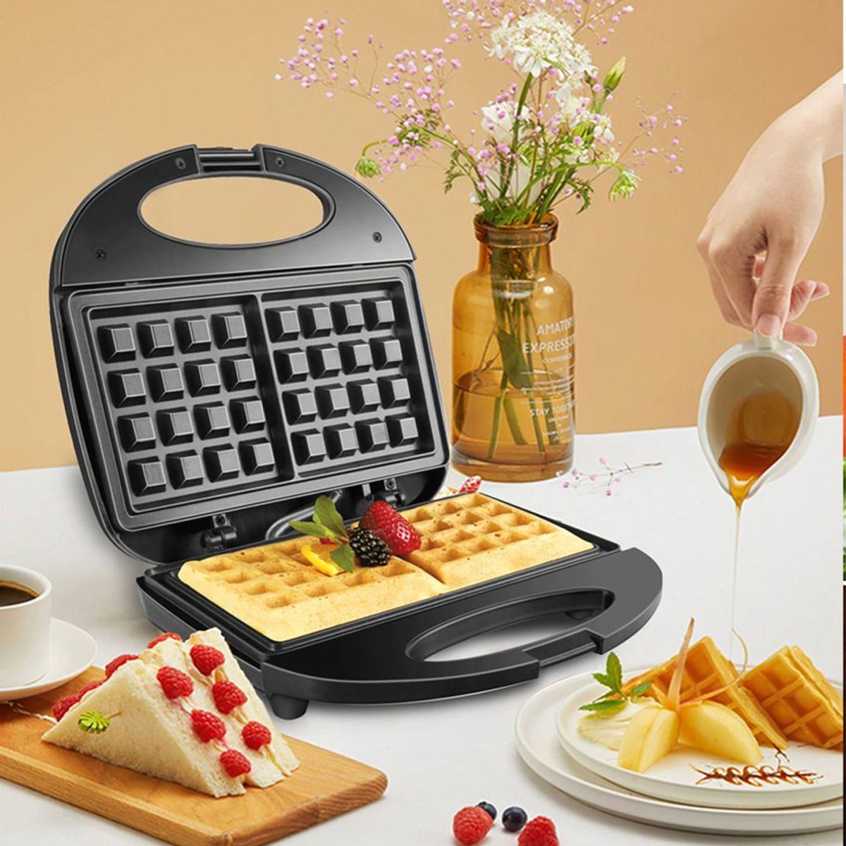 GENERICO - Waflera electrica 750watts waffle maker