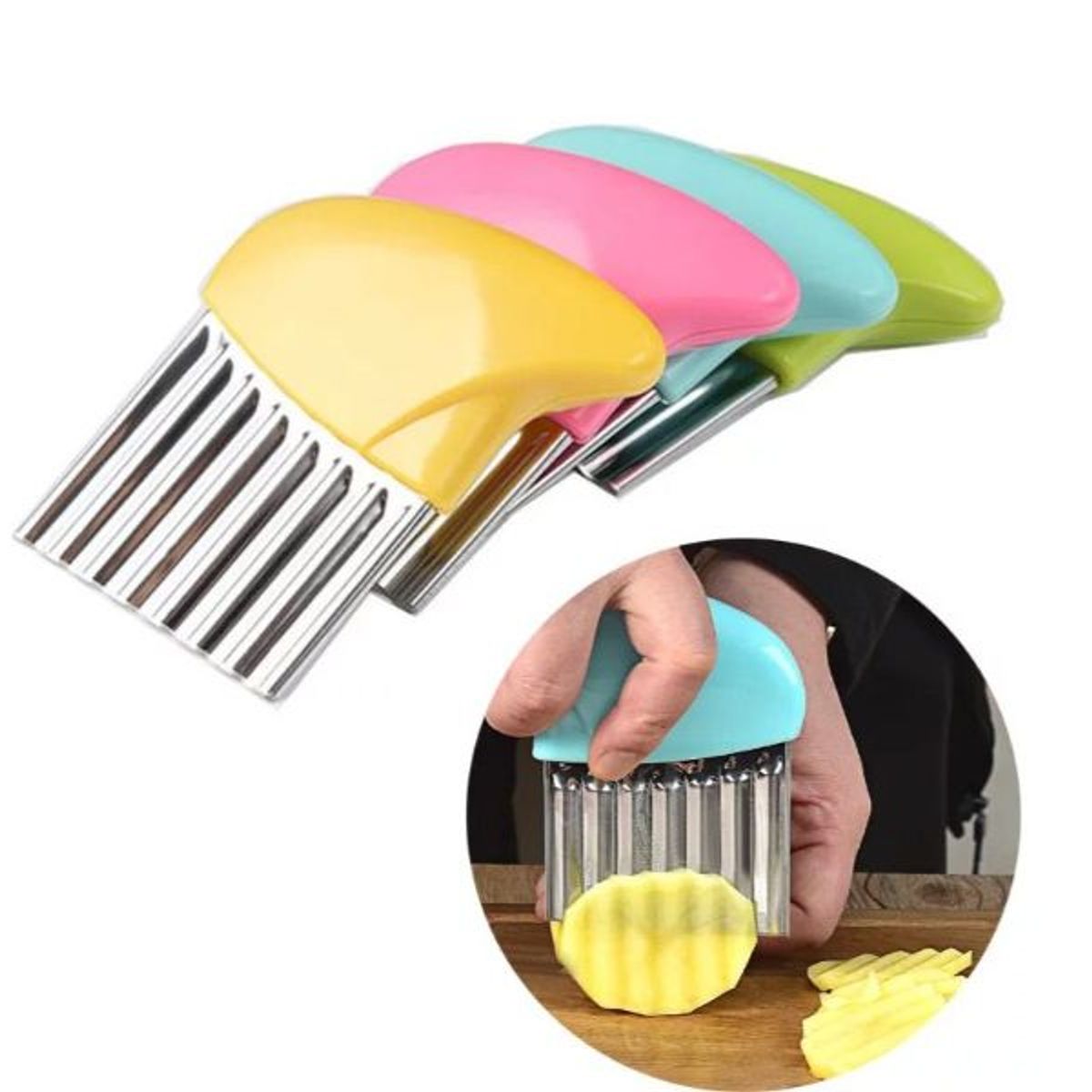 GENERICO - Cuchillo ondulado para papas fritas y vegetales de acero inoxidable