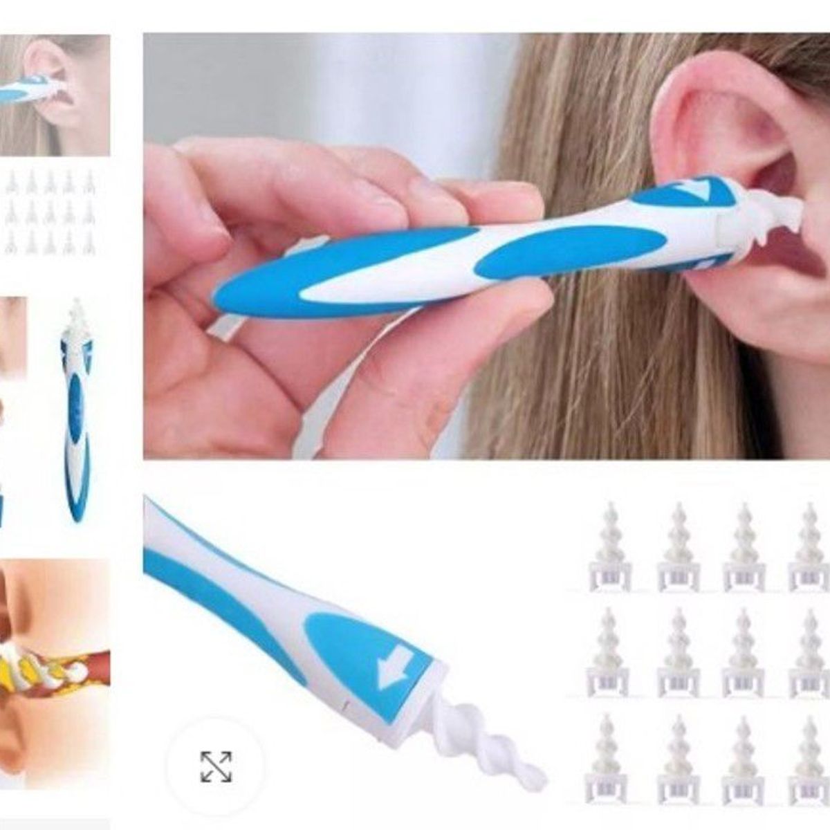 GENERICO - Limpiador de oídos+ 16 cabezales de silicona+ estuche portátil