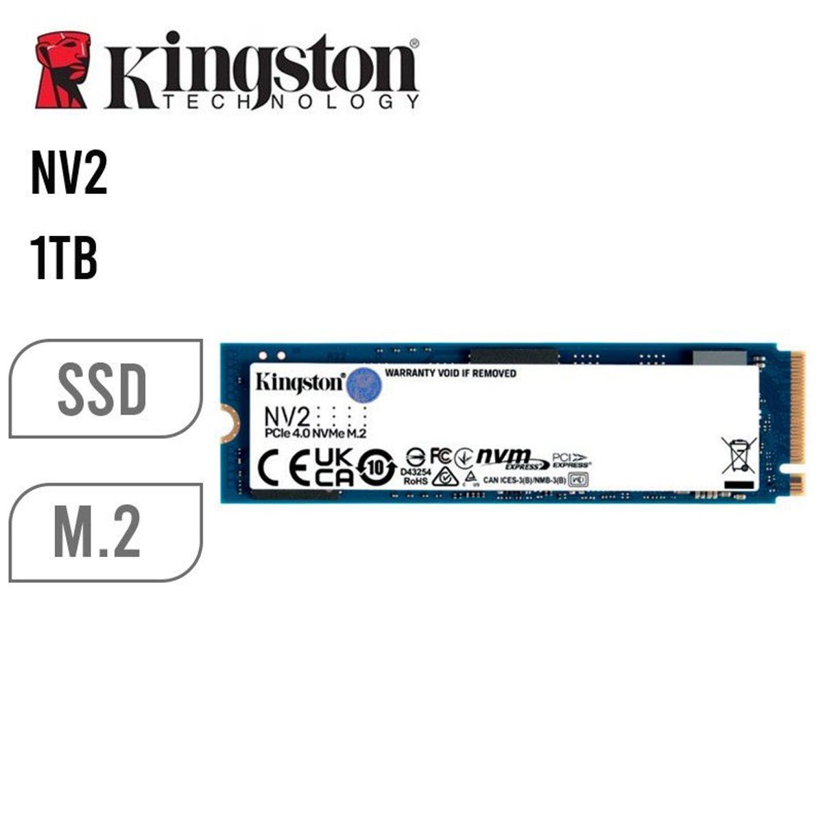 KINGSTON - Disco duro solido SSD kingston NV2 1 TB M2 SNV2S/1000G