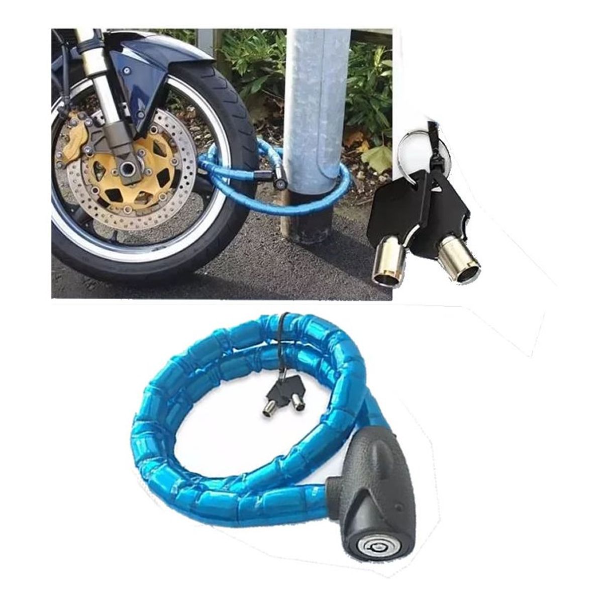 GENERICO - Cadena acero antirrobo para motocicletas bicicletas