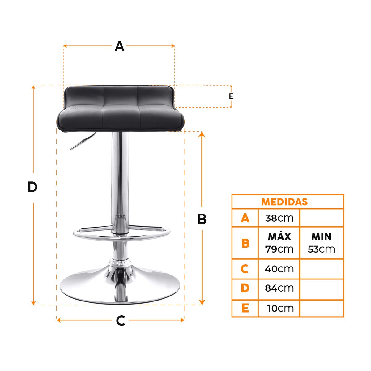 BONNO - Banco Para Bar Brand Ii Giratorio Negro Bonno