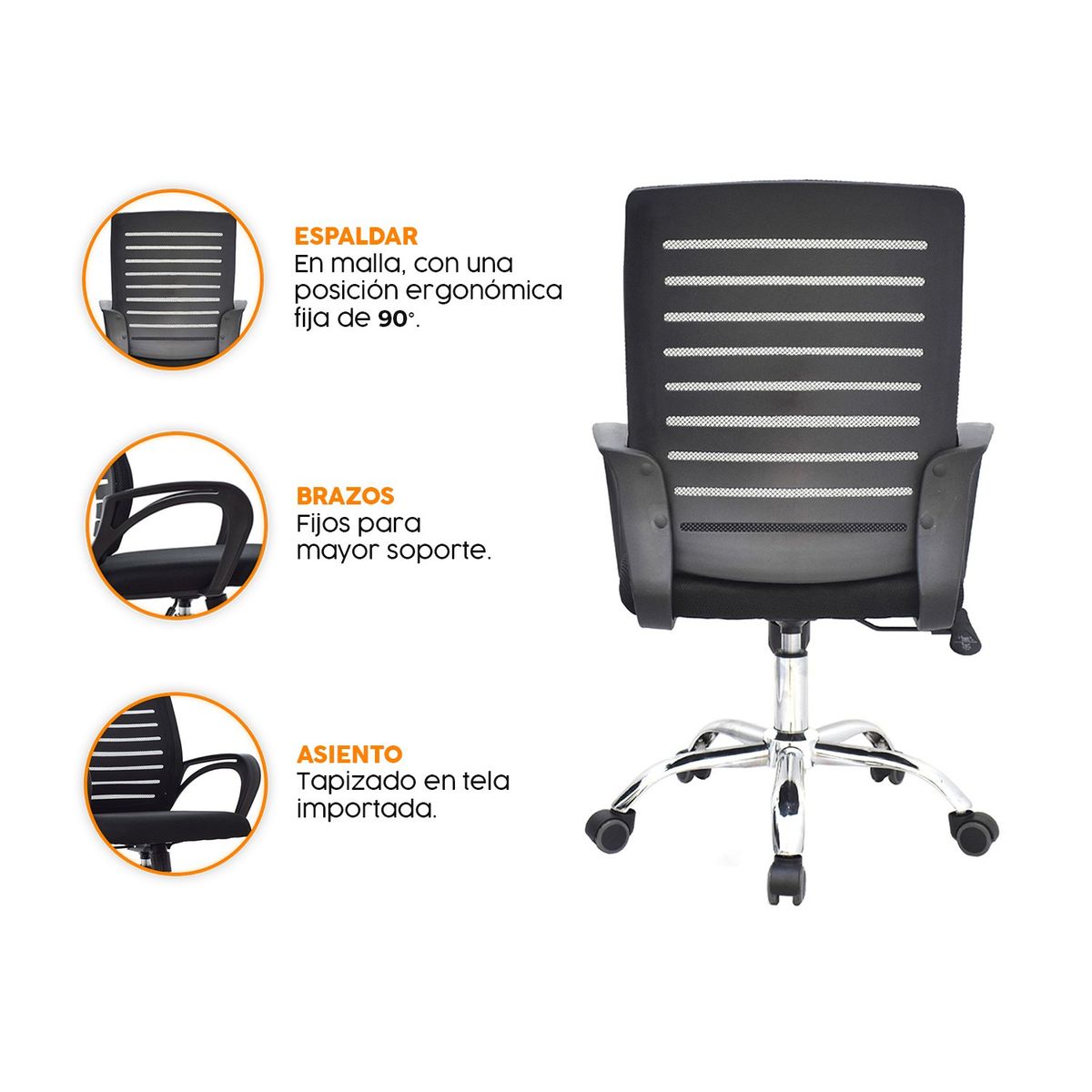 BONNO - Silla De Escritorio Lux Negro Bonno