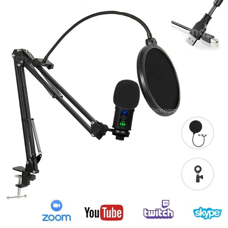 SEISA - Kit de Microfono Condensador profesional BM65 USB para Streaming en PC