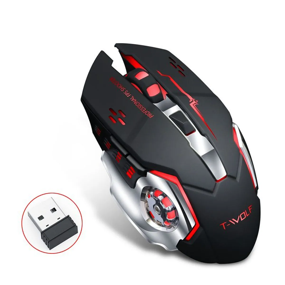 TWOLF - MOUSE GAMER INALAMBRICO RECARGABLE LUZ RGB  - TWOLF