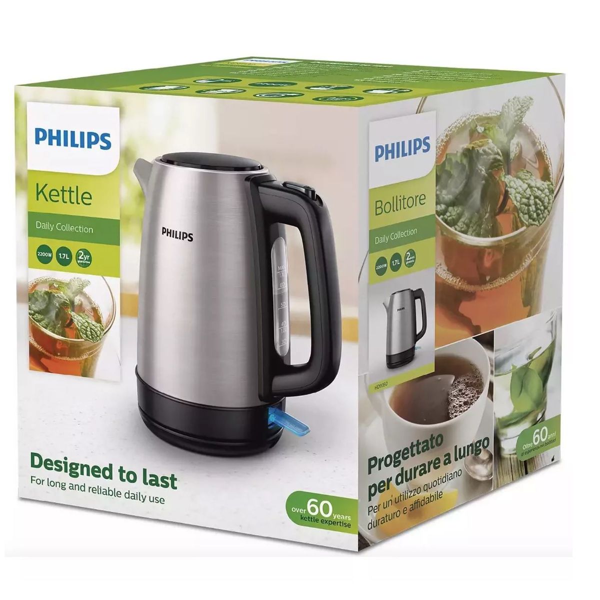 PHILIPS - Hervidor Philips De 1,7 L Acero Inoxidable Con Filtro Hd9350