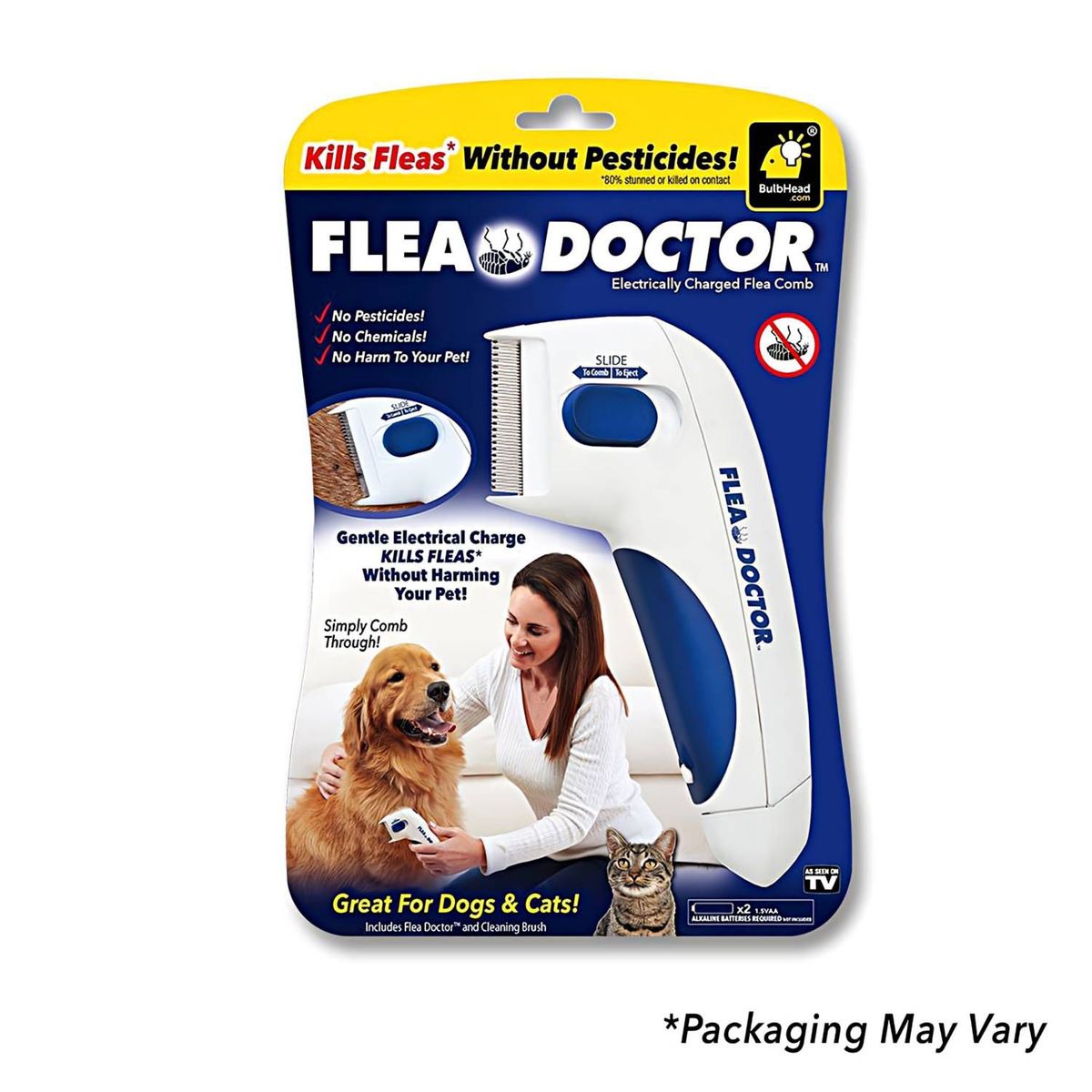 GENERICO - Peine Cepillo Eléctrico Anti Pulgas para Mascotas