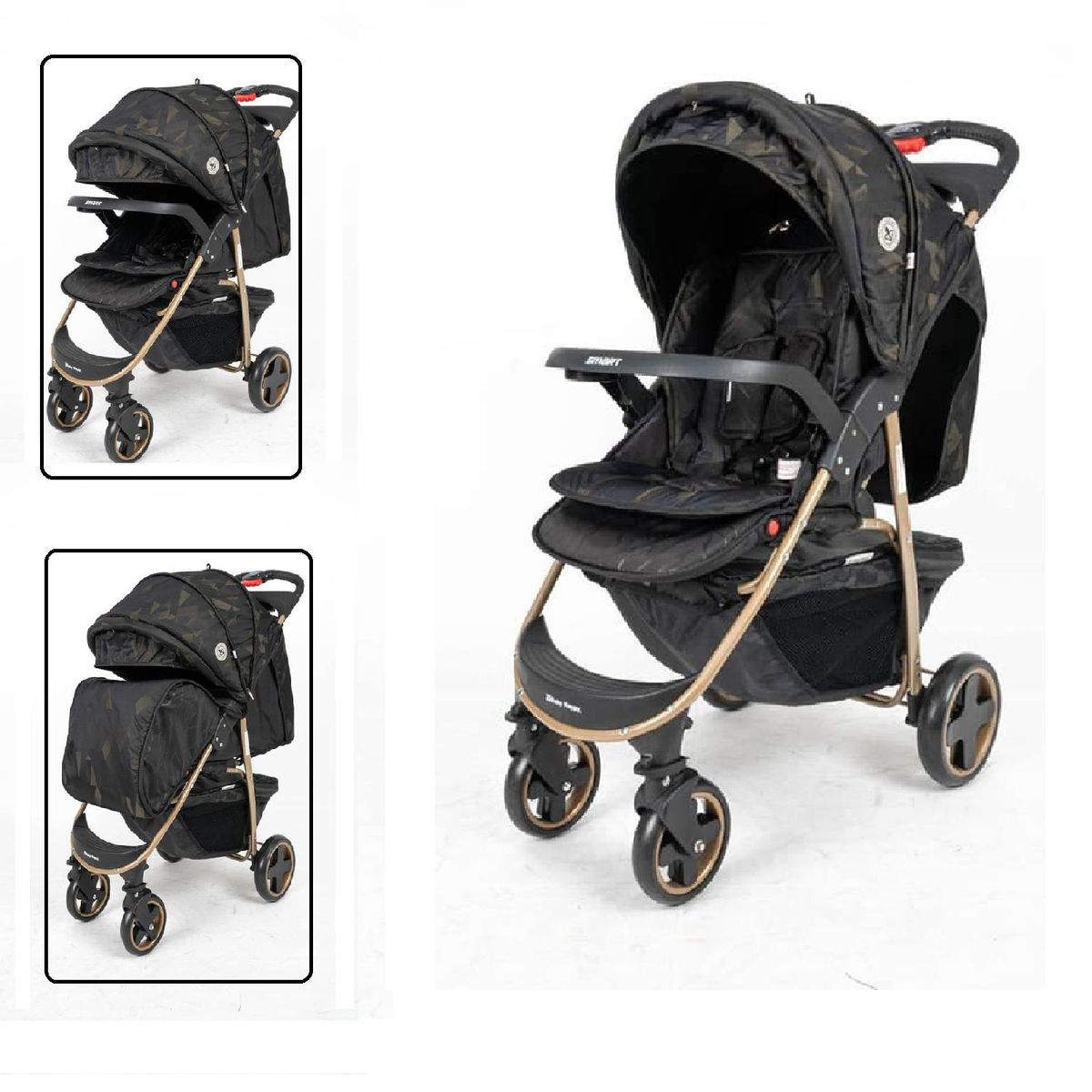 BABY HAPPY - coche cuna tramado smart - Negro