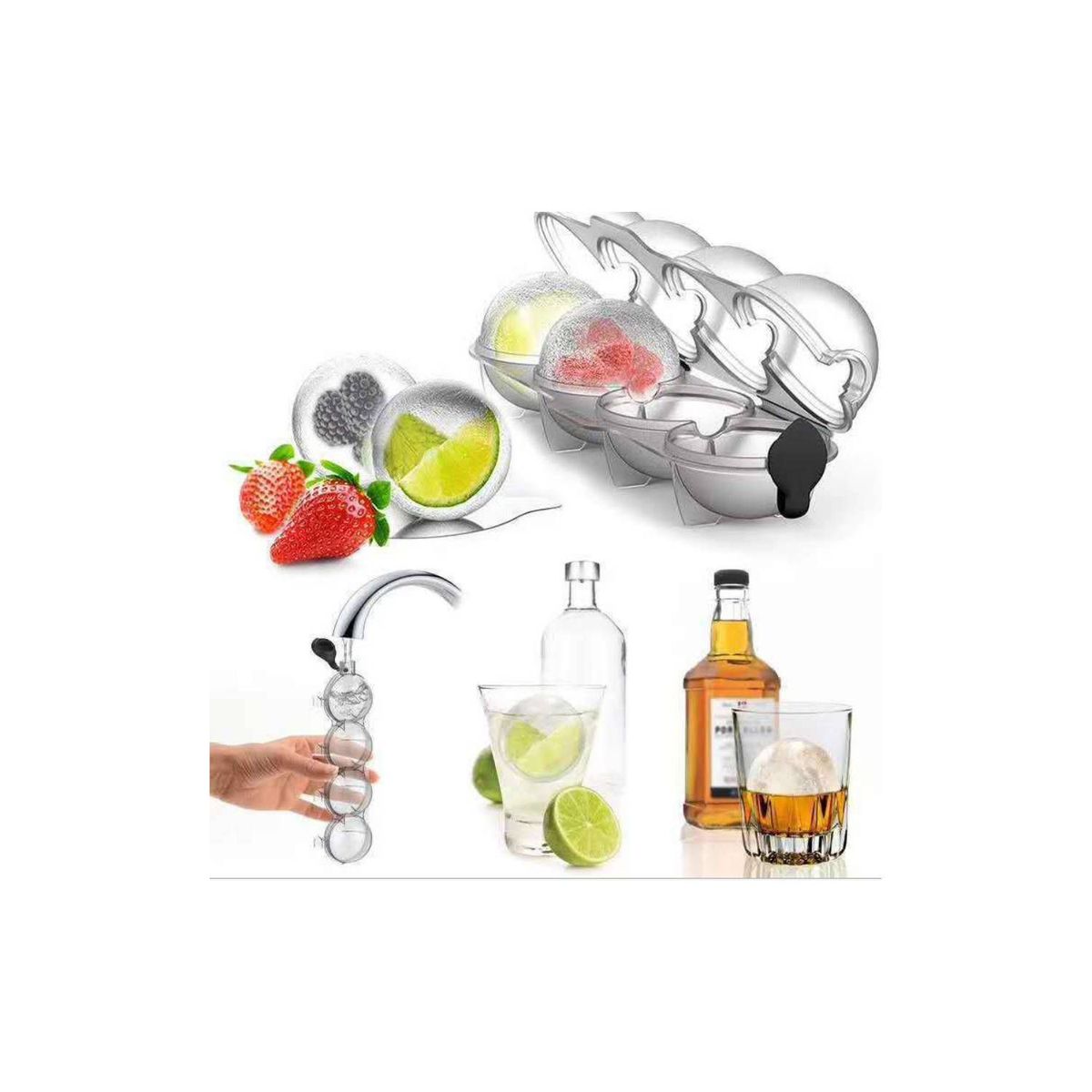 GENERICO - Molde de Hielo en Esferas Cubitos de Hielo Redondos Bolas de Hielo