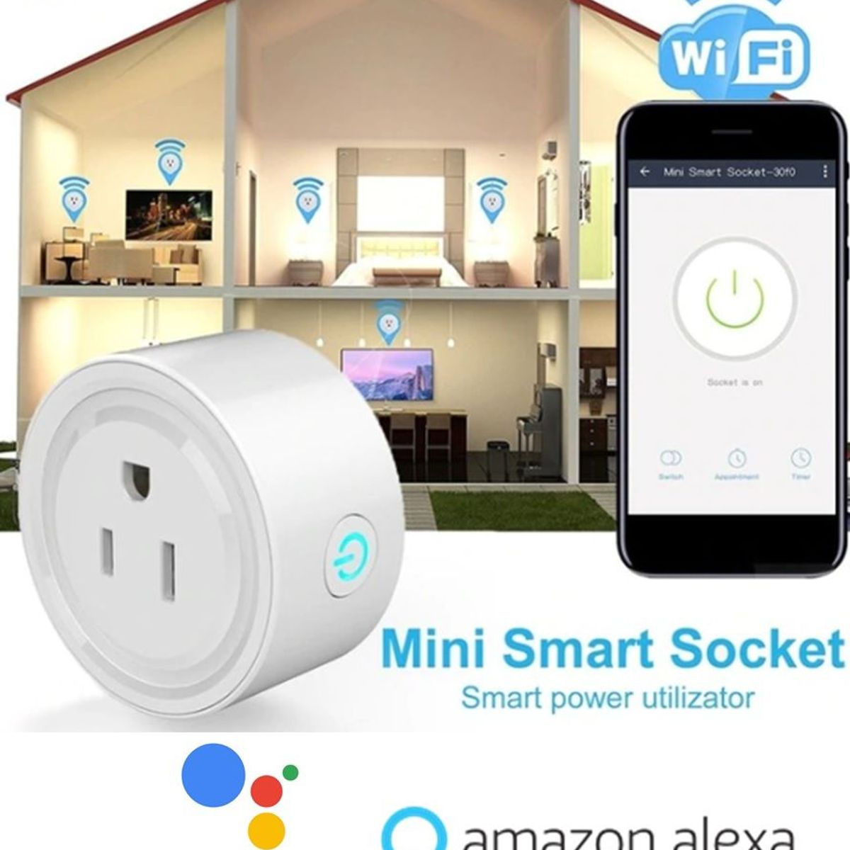 GENERICO - Enchufe Inteligente Smart Wifi Domotica Google home Assitant y Alexa