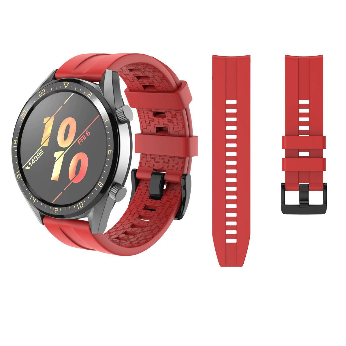 GENERICO - Correa Silicona Sport 2 para HUAWEI WATCH GT2 46mm - GT2 PRO - Rojo
