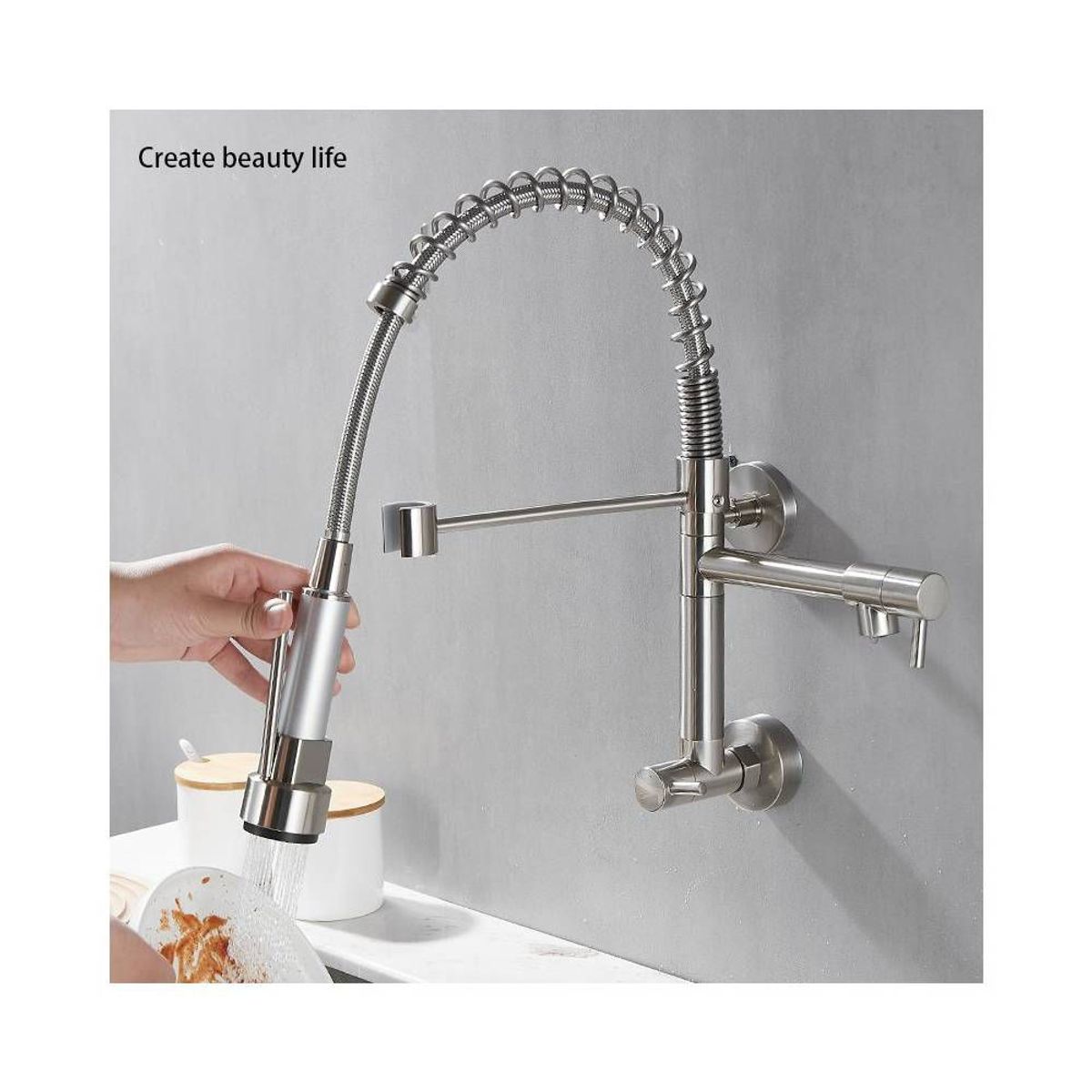 PUREPOWER - Grifo de cocina para lavaplatos monocromado extensible