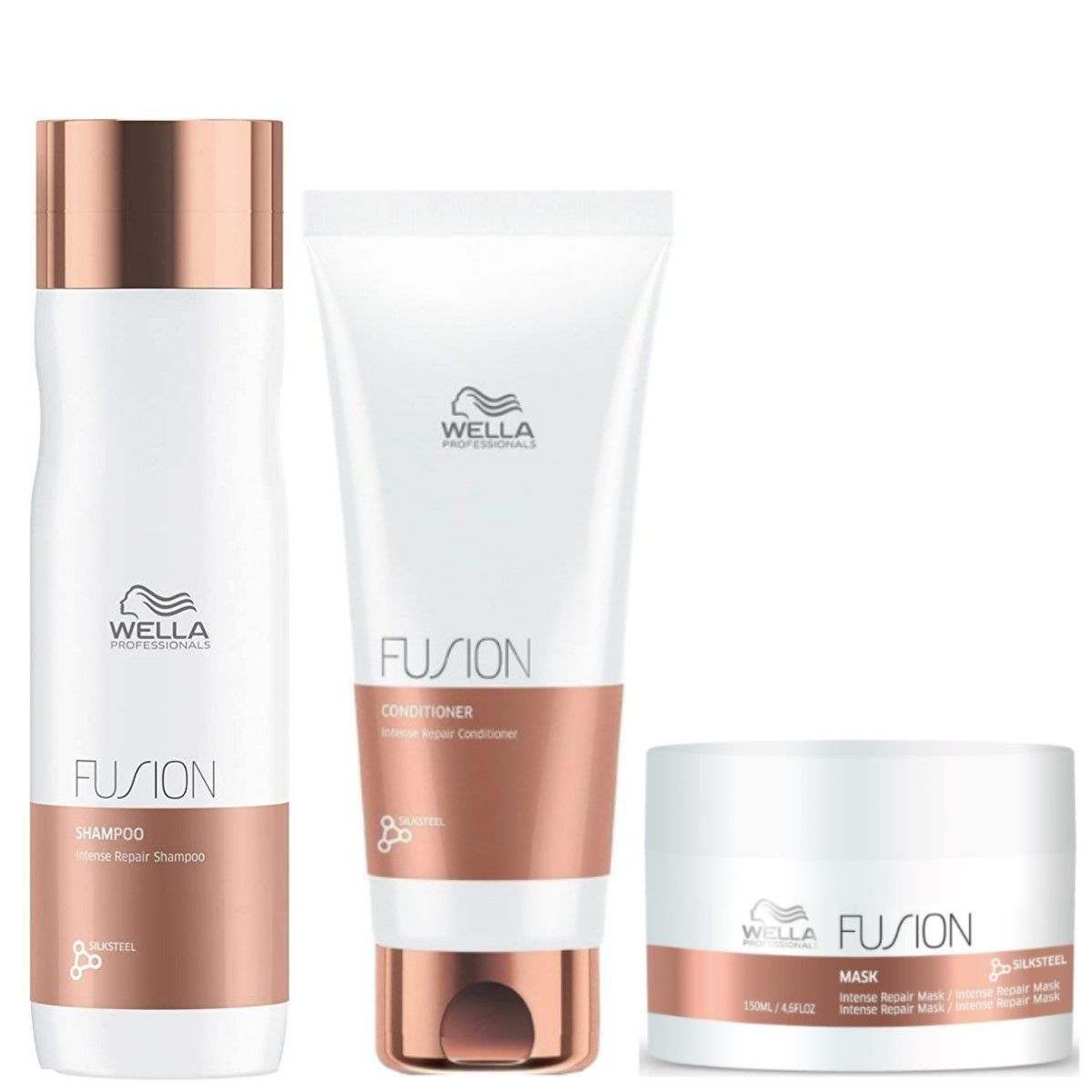 WELLA - Shampoo 250ml + Acondicionador+ Mask Fusion Reparacion Intensa Wella