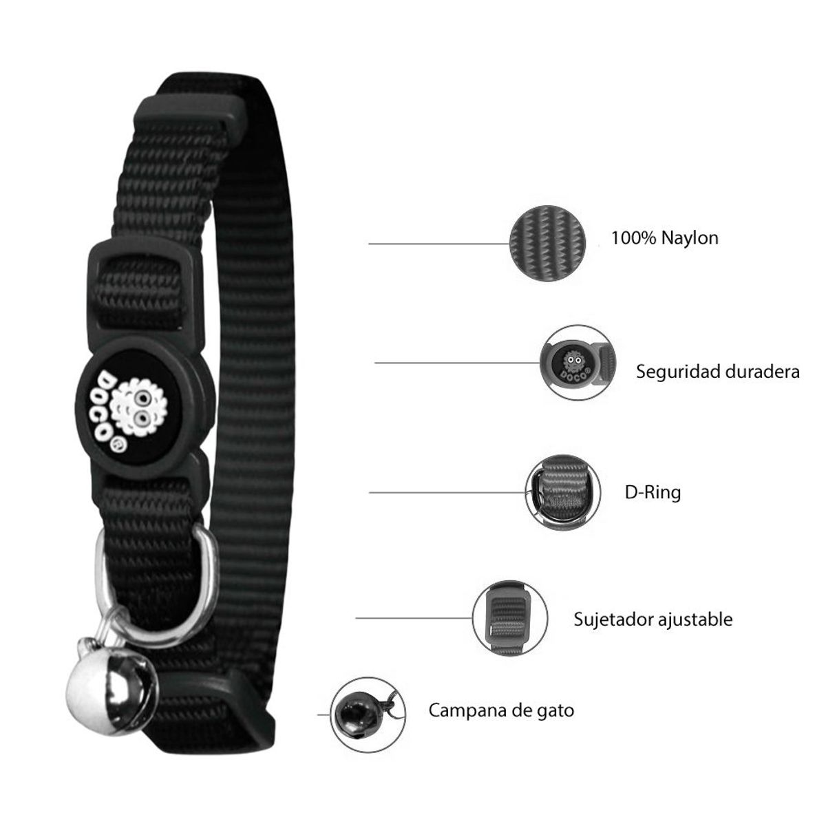 DOCO - Collar De Gato Doco Furball Negro